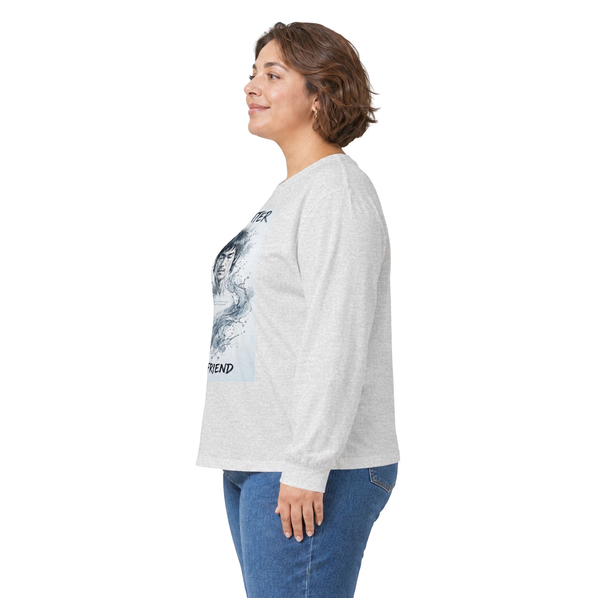 The Water Way Long Sleeve Tee – Bruce Lee's Classic Portrait, Relaxed Cut, Built to Age Gracefully