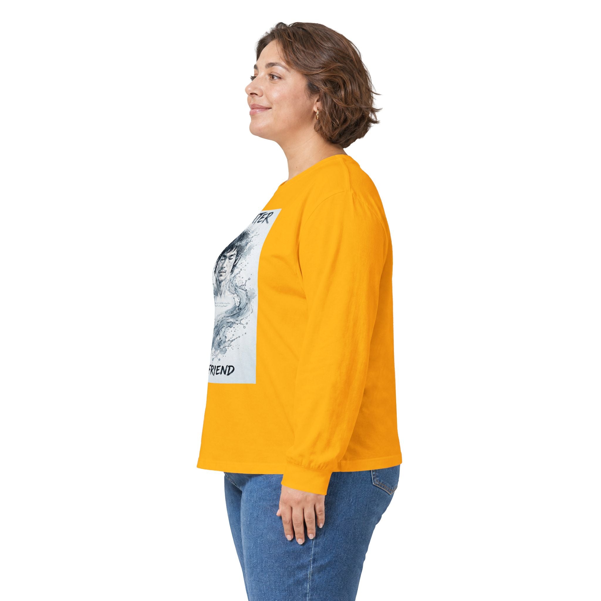 The Water Way Long Sleeve Tee – Bruce Lee's Classic Portrait, Relaxed Cut, Built to Age Gracefully