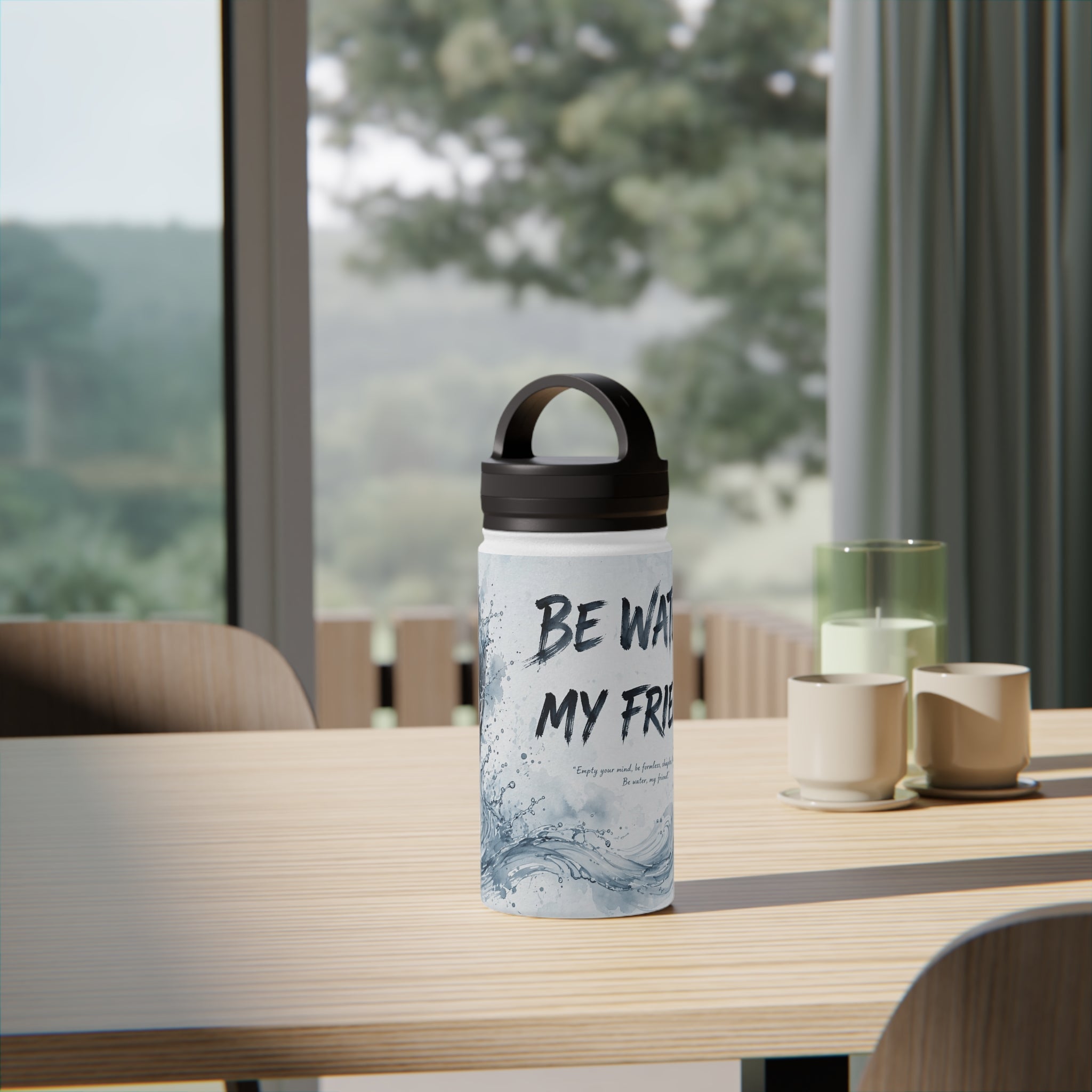 Bruce Lee "Be Water, My Friend" Sports Water Bottle – BPA-Free, Leak-Proof Flip Lid, Inspirational Martial Arts Quote Gym Bottle (12oz / 18oz/ 32oz)