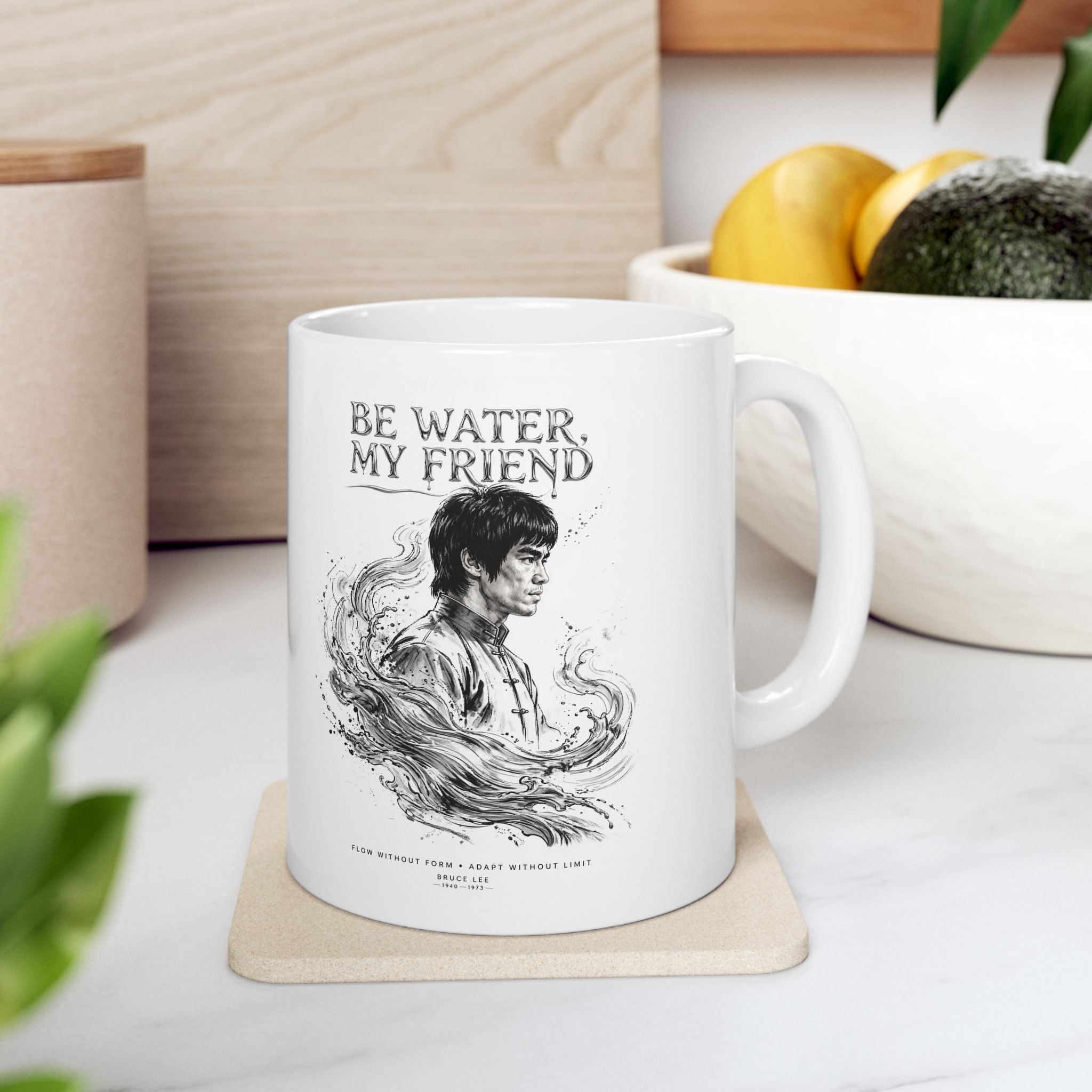 Bruce Lee “Be Water, My Friend” Ceramic Mug – Martial Arts Philosophy Gift (11oz / 15oz)