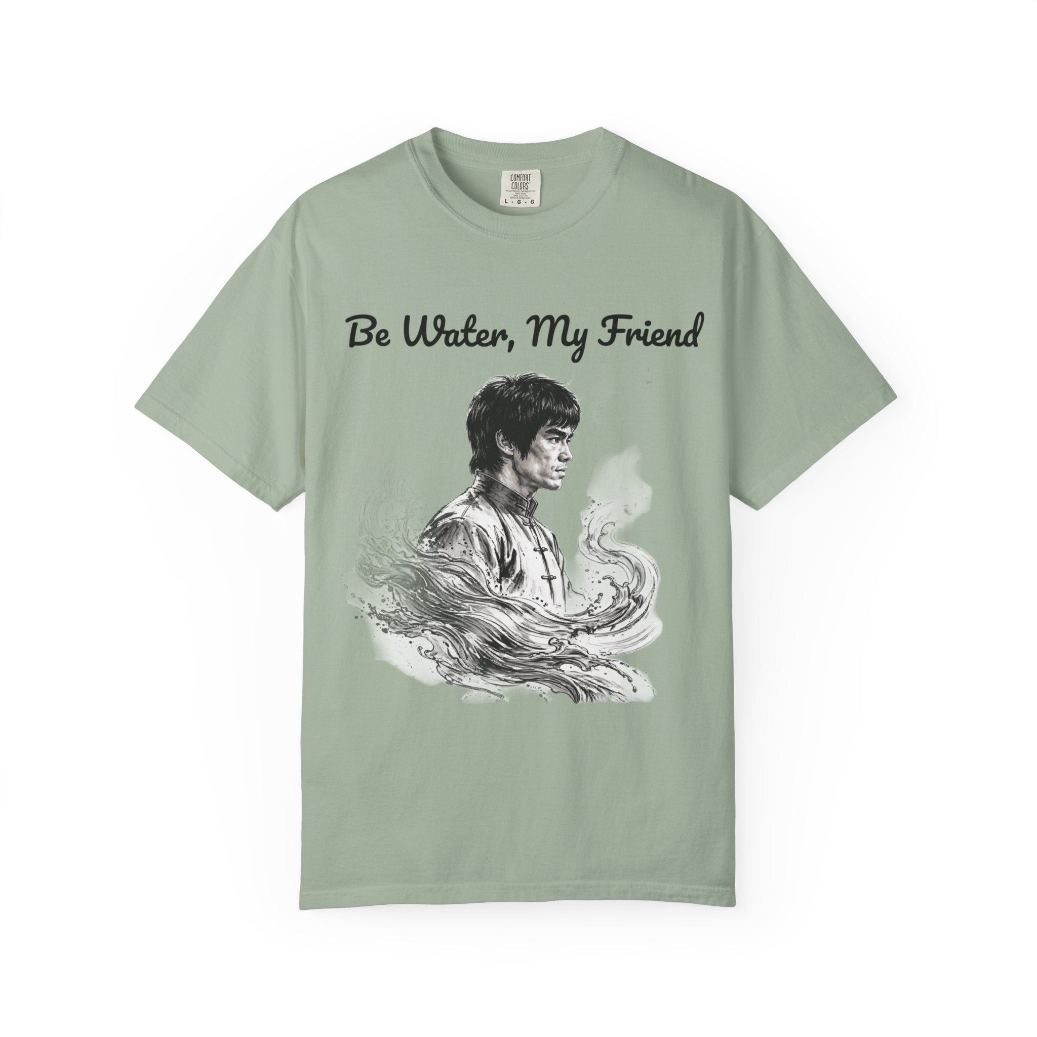 Embrace Adaptability: Bruce Lee Graphic T-Shirt, Classic Monochrome Portrait, Vintage Wash