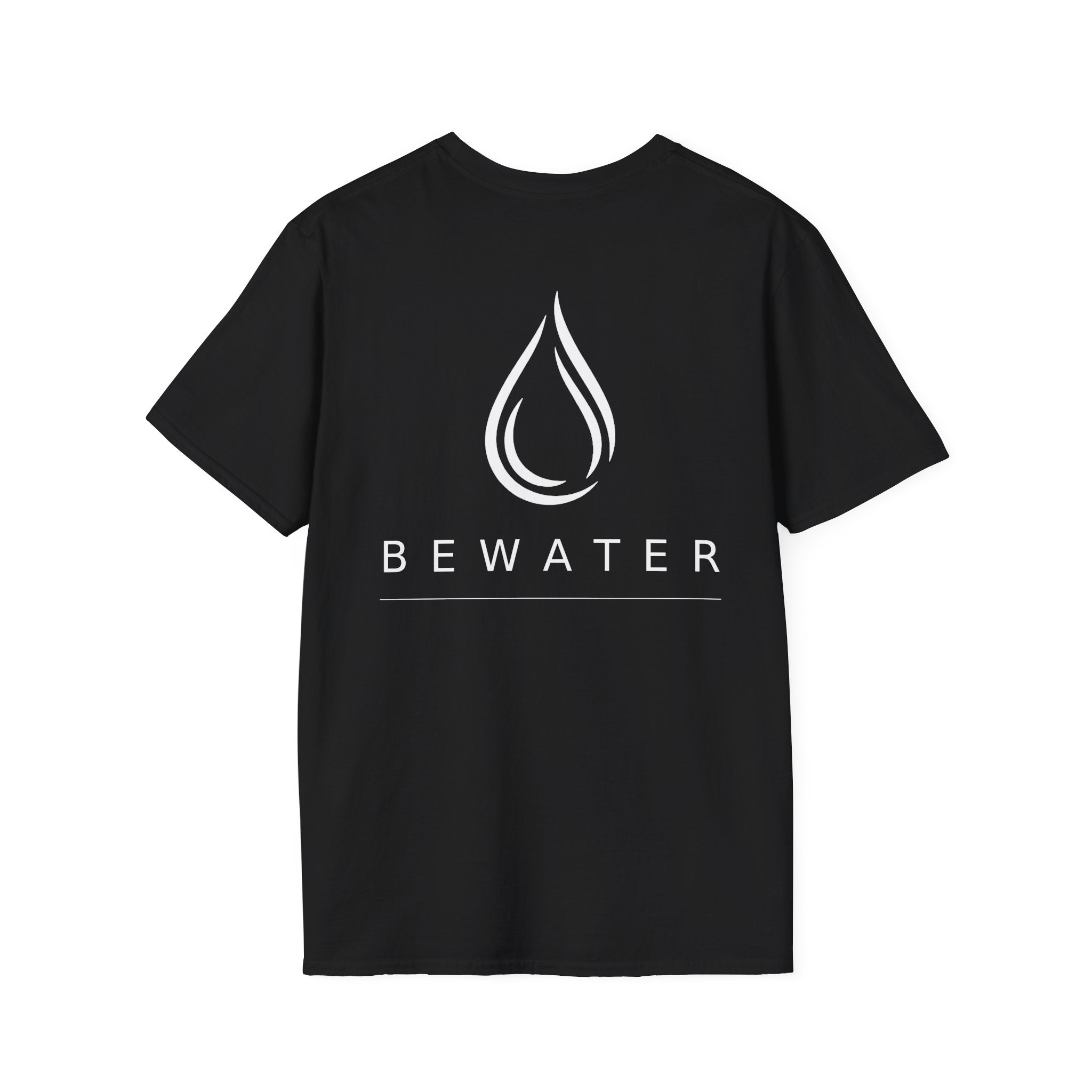 BEWATER Logo BLACK T-Shirt — Minimal Water Drop Graphic Tee
