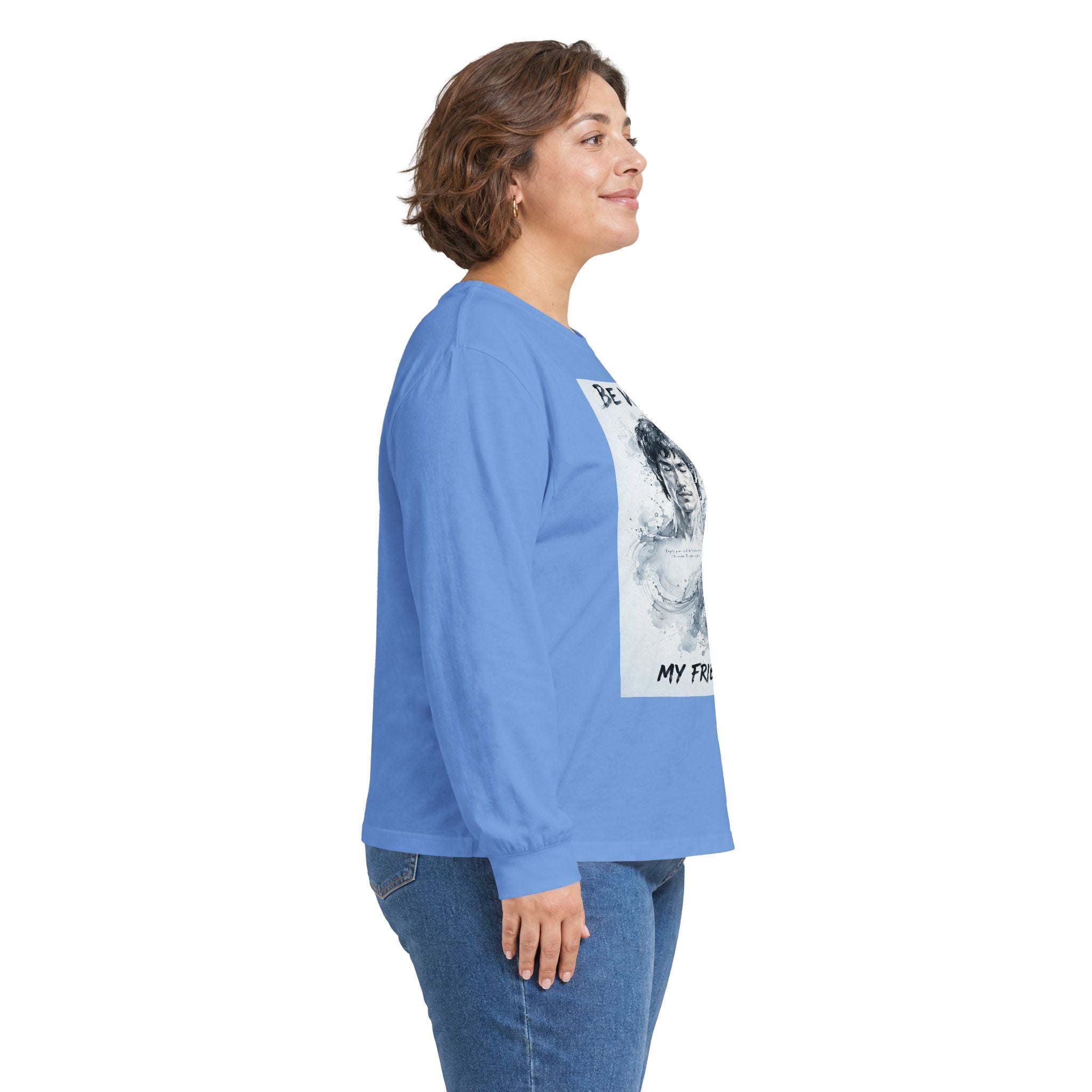 The Water Way Long Sleeve Tee – Bruce Lee's Classic Portrait, Relaxed Cut, Built to Age Gracefully