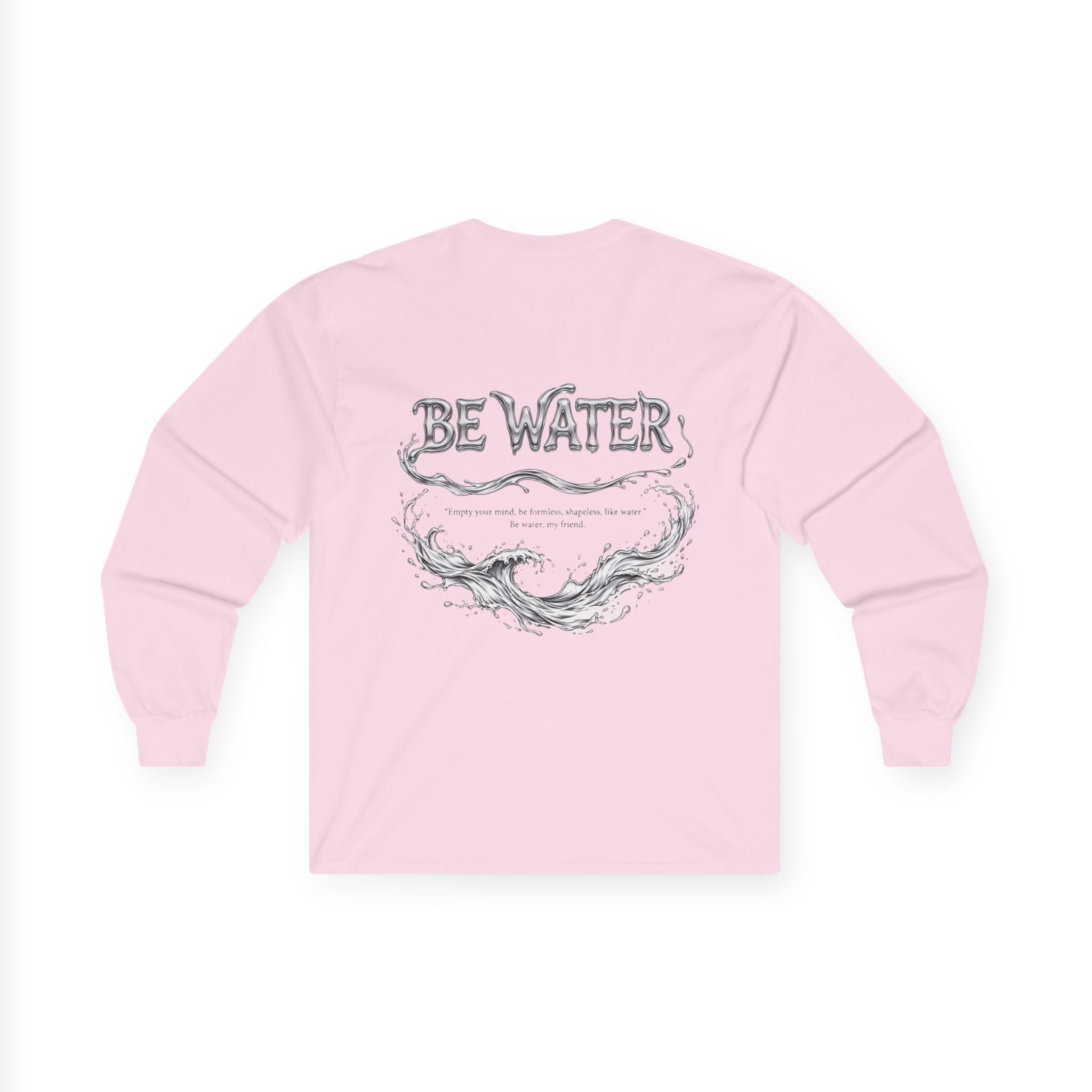 Flow Like Water: Bruce Lee Long Sleeve Crew Tee – Timeless Wisdom with Minimalist Water Art, Perfect for Layering