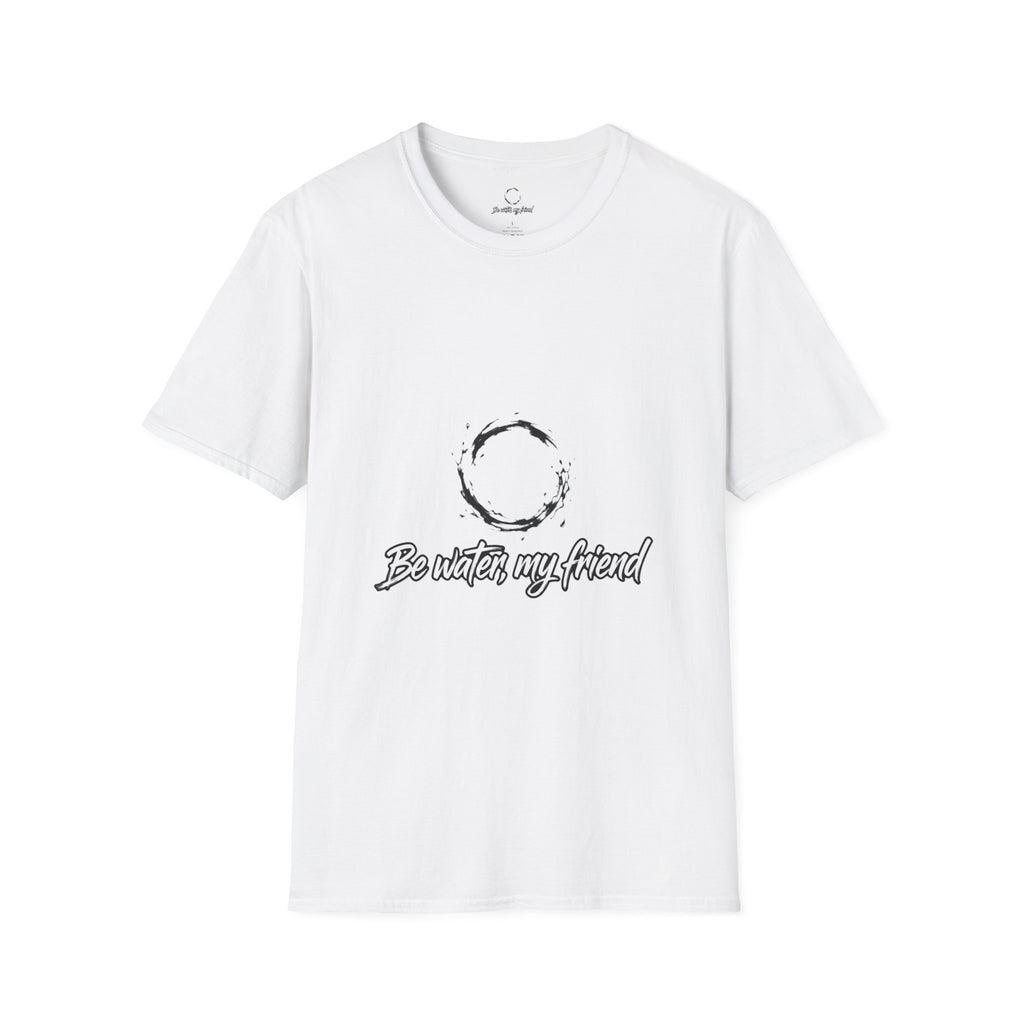 New T‑Shirt Minimal Zen Brush Circle with “Be Water, My Friend” Inspirational Graphic