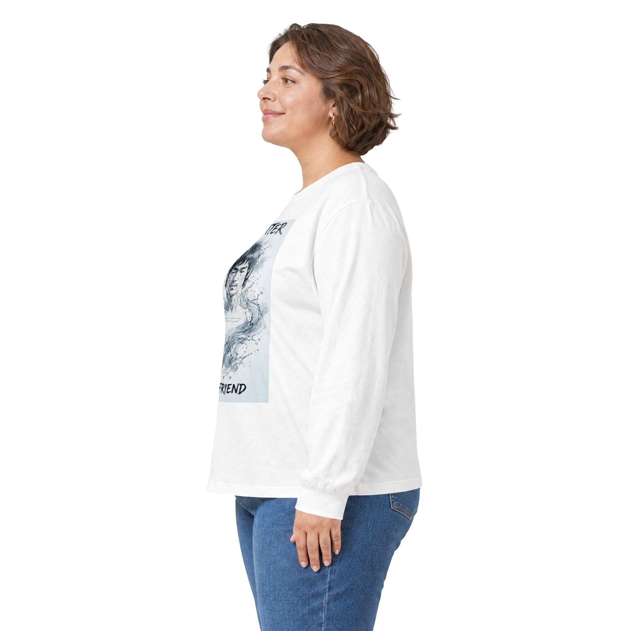 The Water Way Long Sleeve Tee – Bruce Lee's Classic Portrait, Relaxed Cut, Built to Age Gracefully