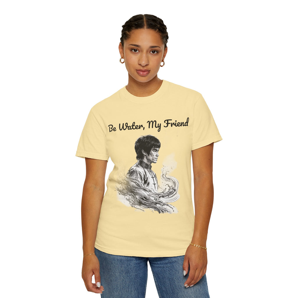 Embrace Adaptability: Bruce Lee Graphic T-Shirt, Classic Monochrome Portrait, Vintage Wash