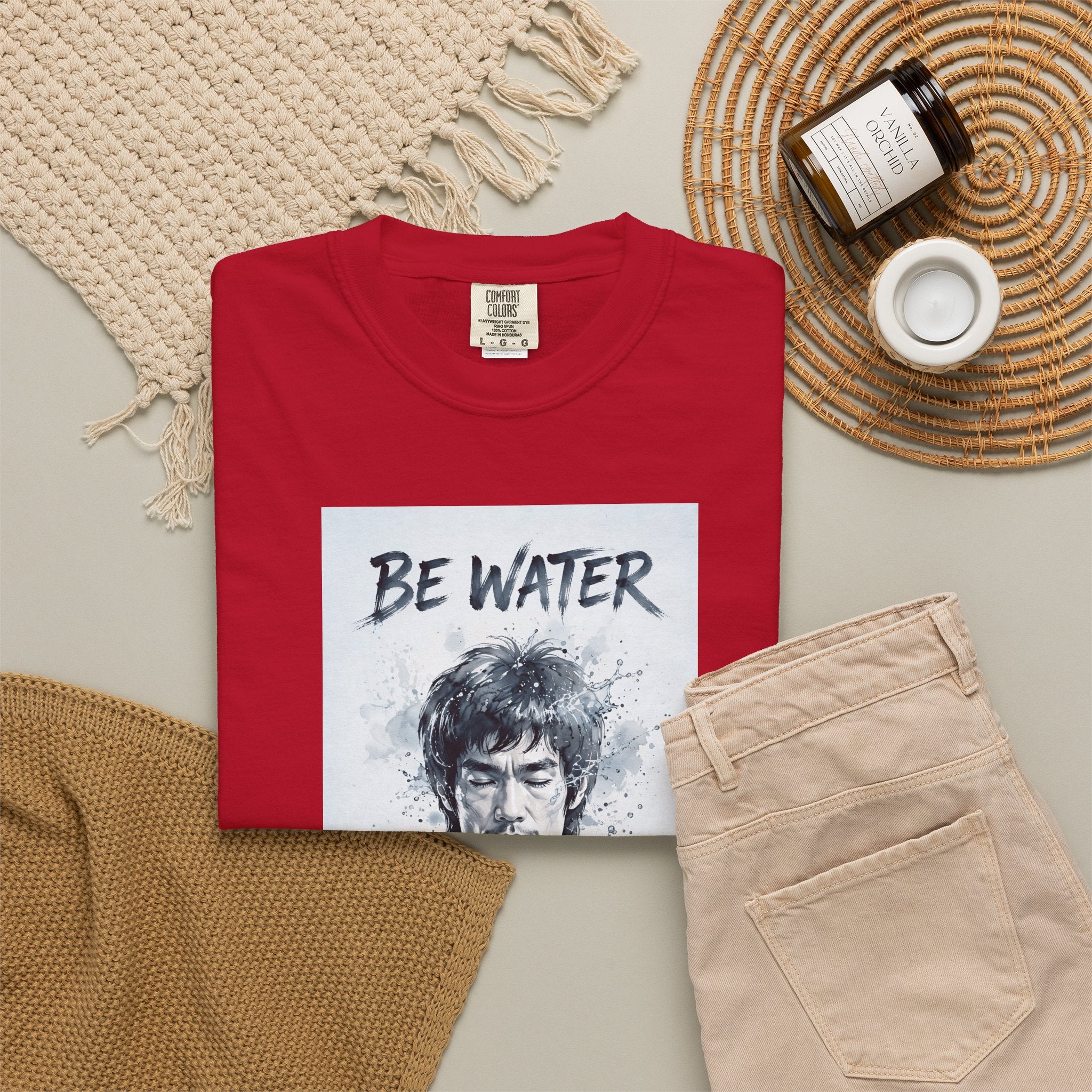 Unisex Garment-Dyed T-shirt | Remind You Be Water Like Bruce Lee
