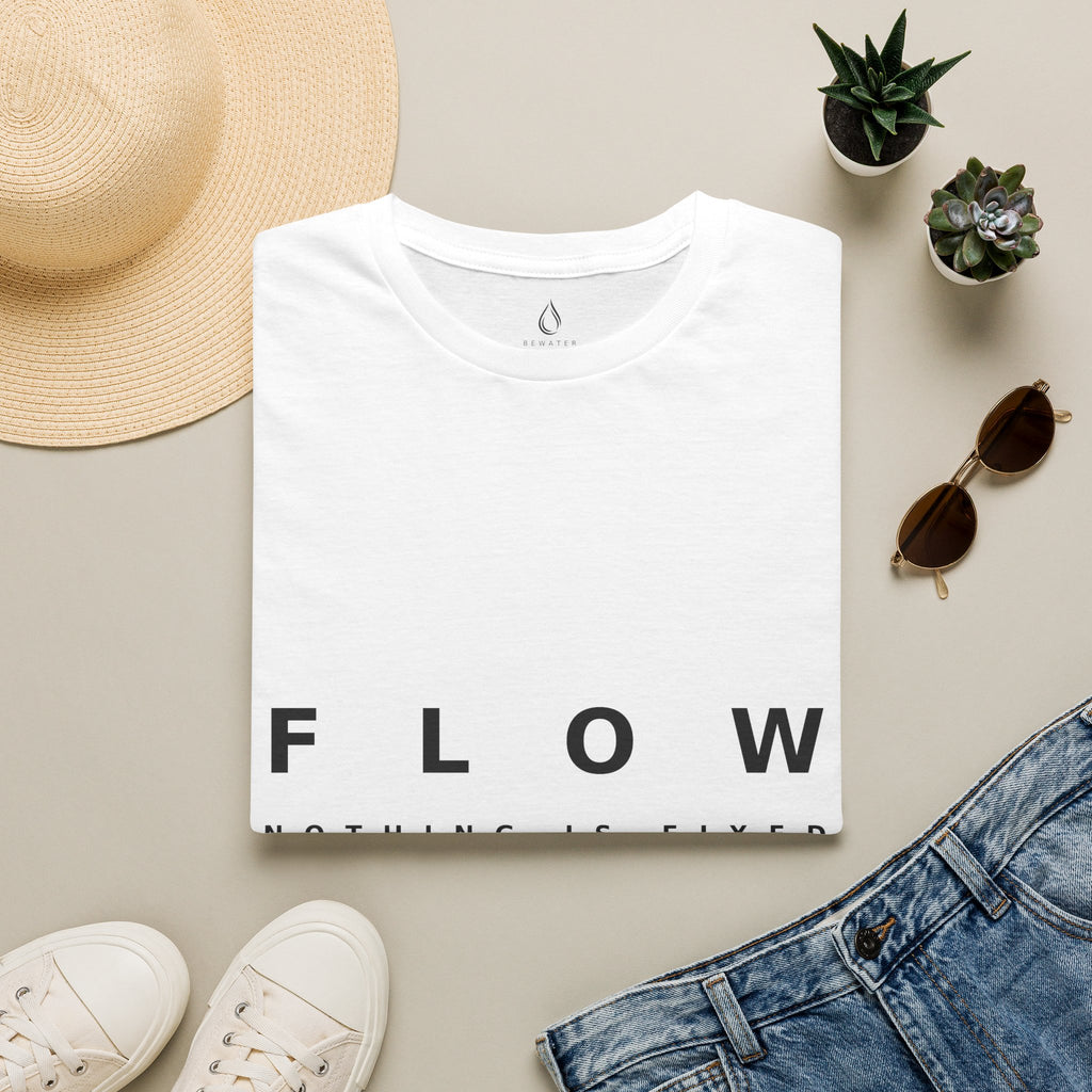 Flow Unisex Softstyle White T-Shirt NOTHING IS FIXED EVERYTHING FLOWS' Graphic Tee
