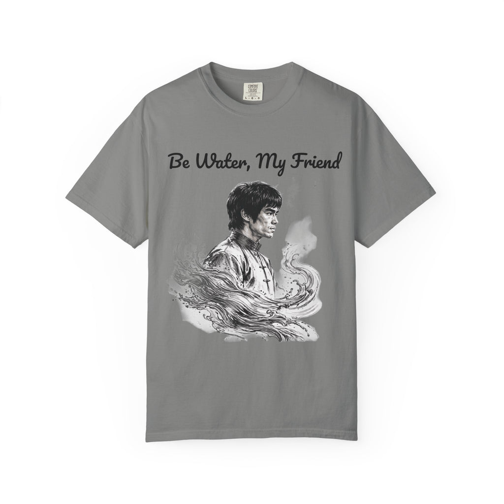 Embrace Adaptability: Bruce Lee Graphic T-Shirt, Classic Monochrome Portrait, Vintage Wash