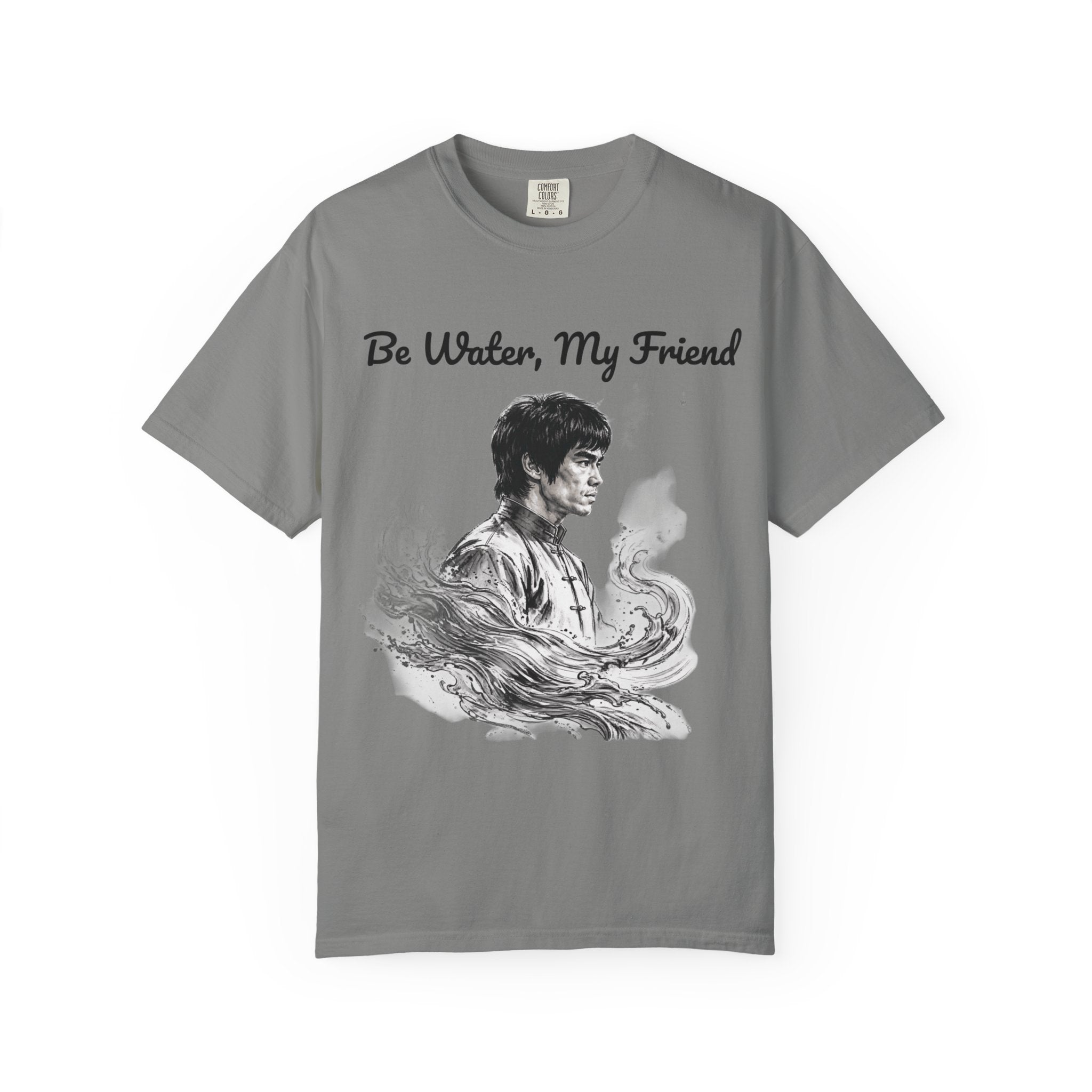 Embrace Adaptability: Bruce Lee Graphic T-Shirt, Classic Monochrome Portrait, Vintage Wash