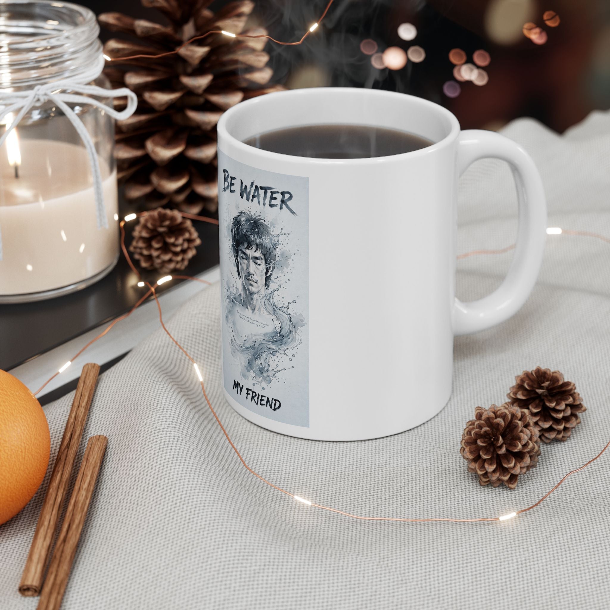 Flow Like Water: Bruce Lee Quote Ceramic Mug – Sip Your Philosophy in Two Sizes