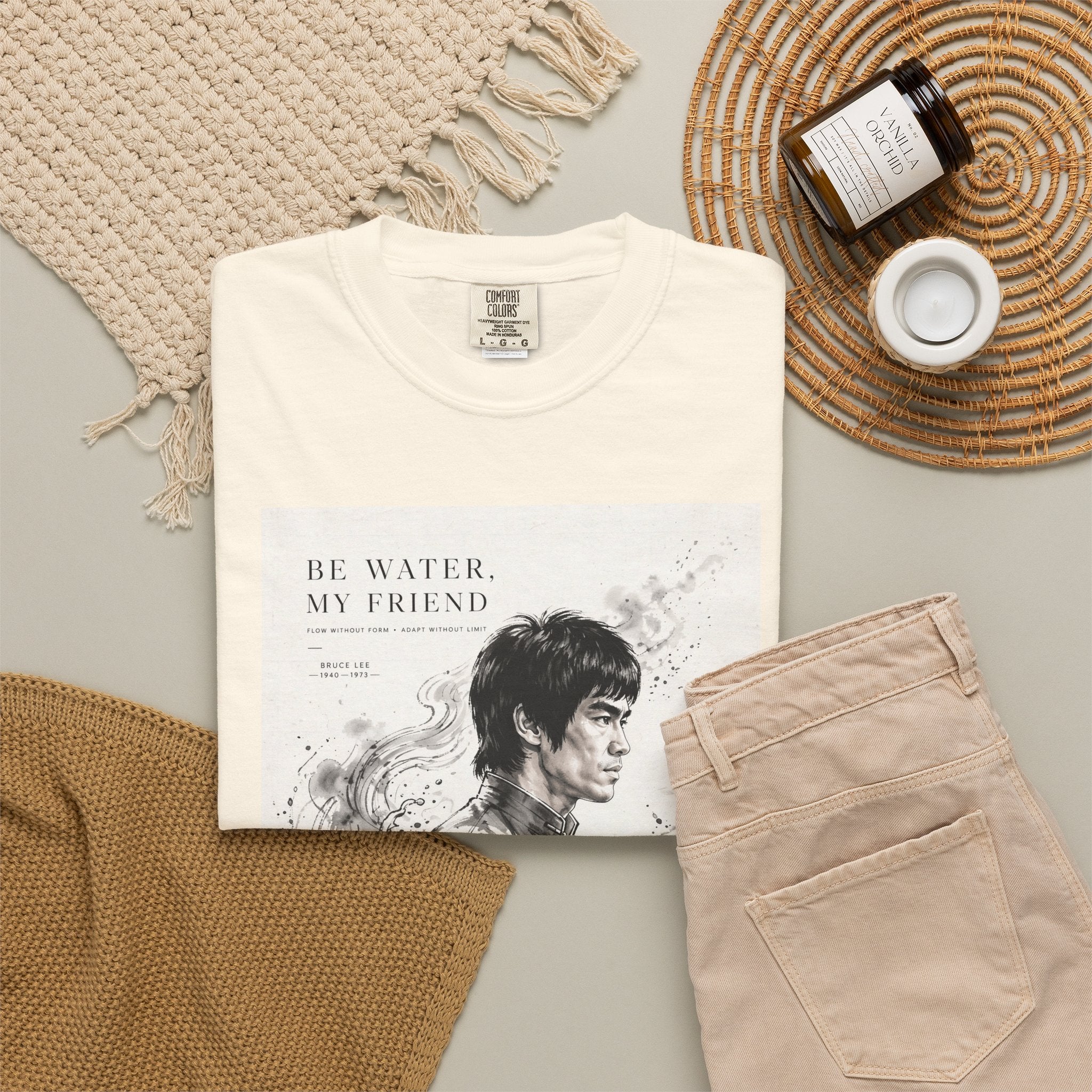 Unisex Garment-Dyed Multiple Colors T-shirt | Bruce Lee's Be Water My Friend