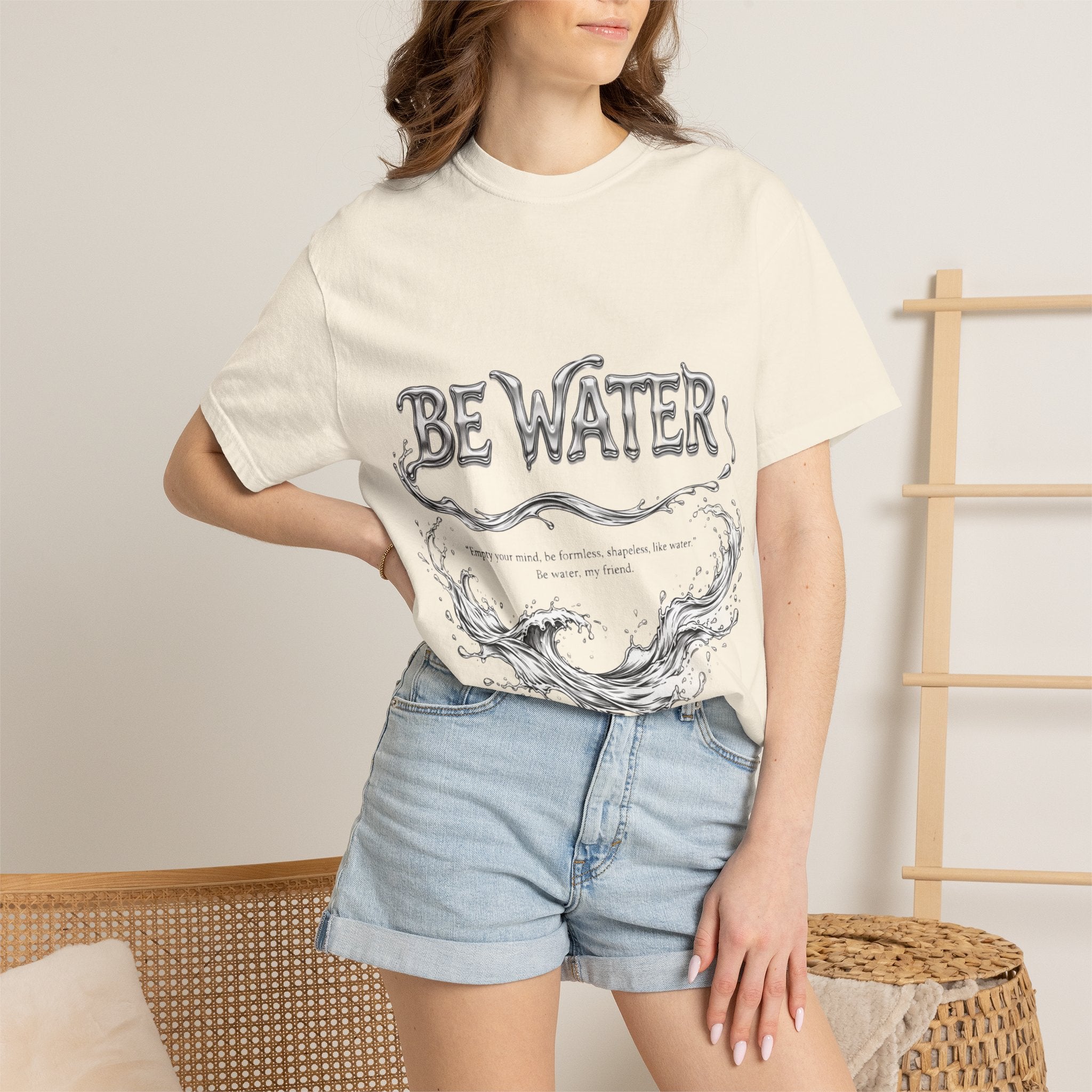 Bruce Lee "Be Water" Philosophy T-Shirt | Garment-Dyed Relaxed Fit, Unisex Style