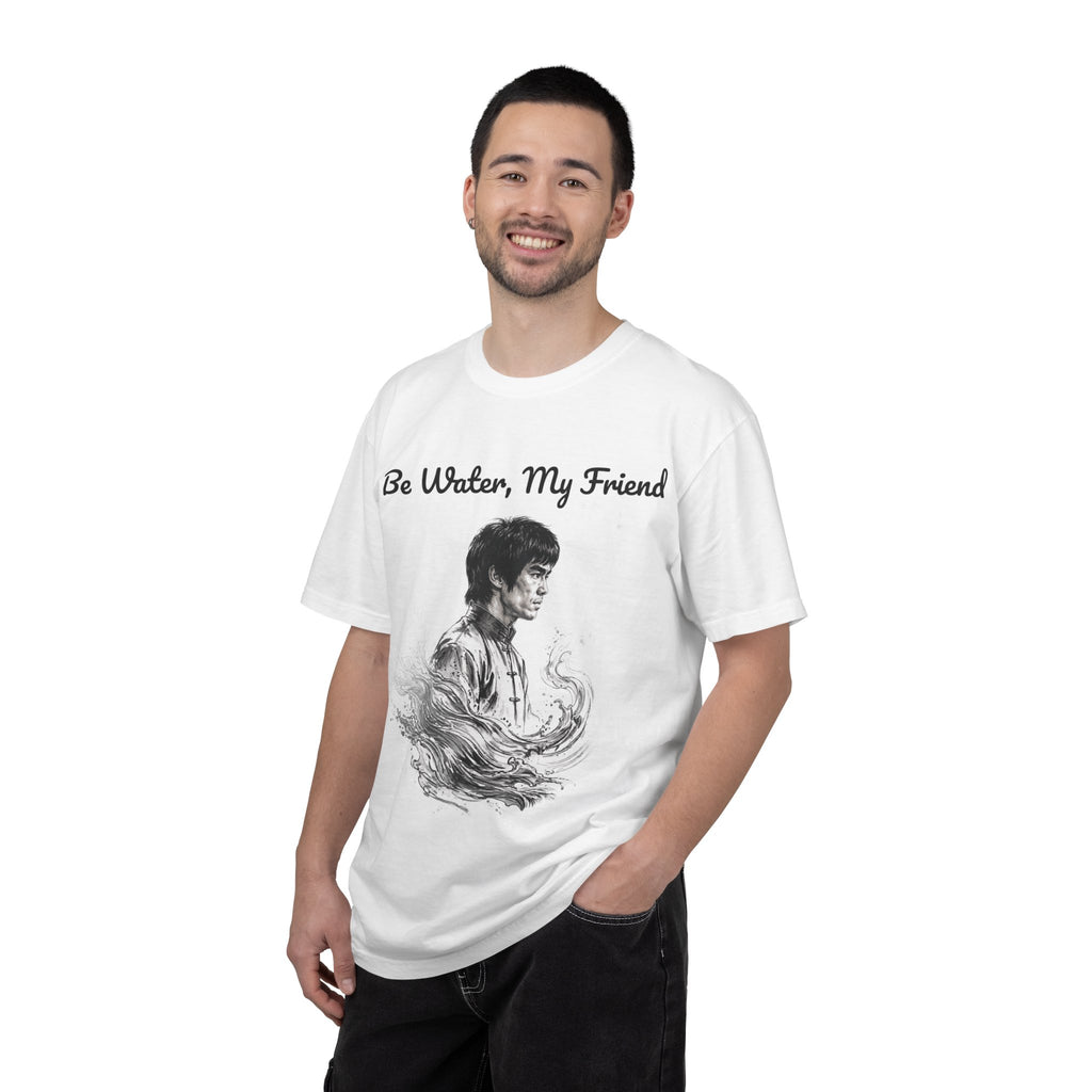 Embrace Adaptability: Bruce Lee Graphic T-Shirt, Classic Monochrome Portrait, Vintage Wash