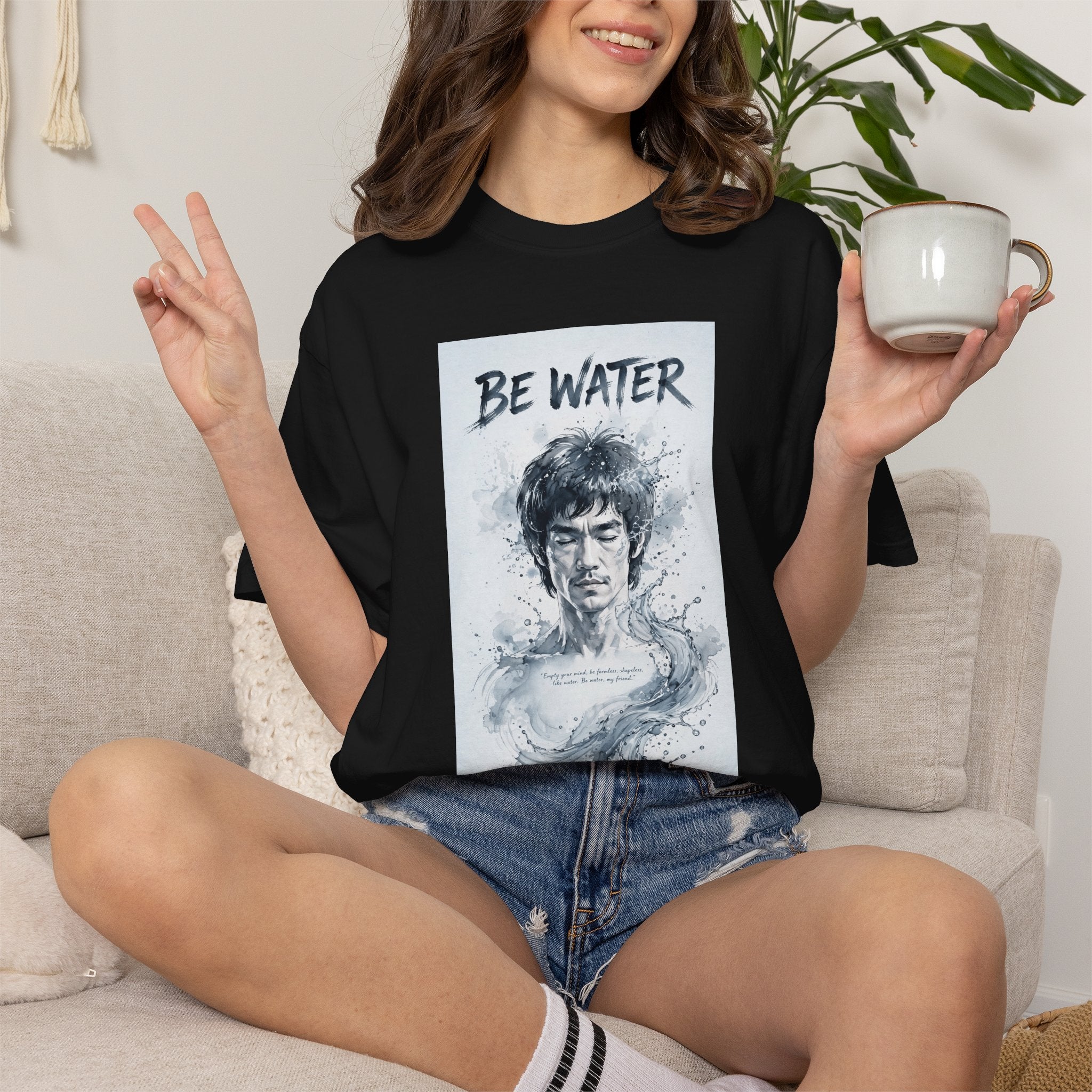 Unisex Garment-Dyed T-shirt | Remind You Be Water Like Bruce Lee