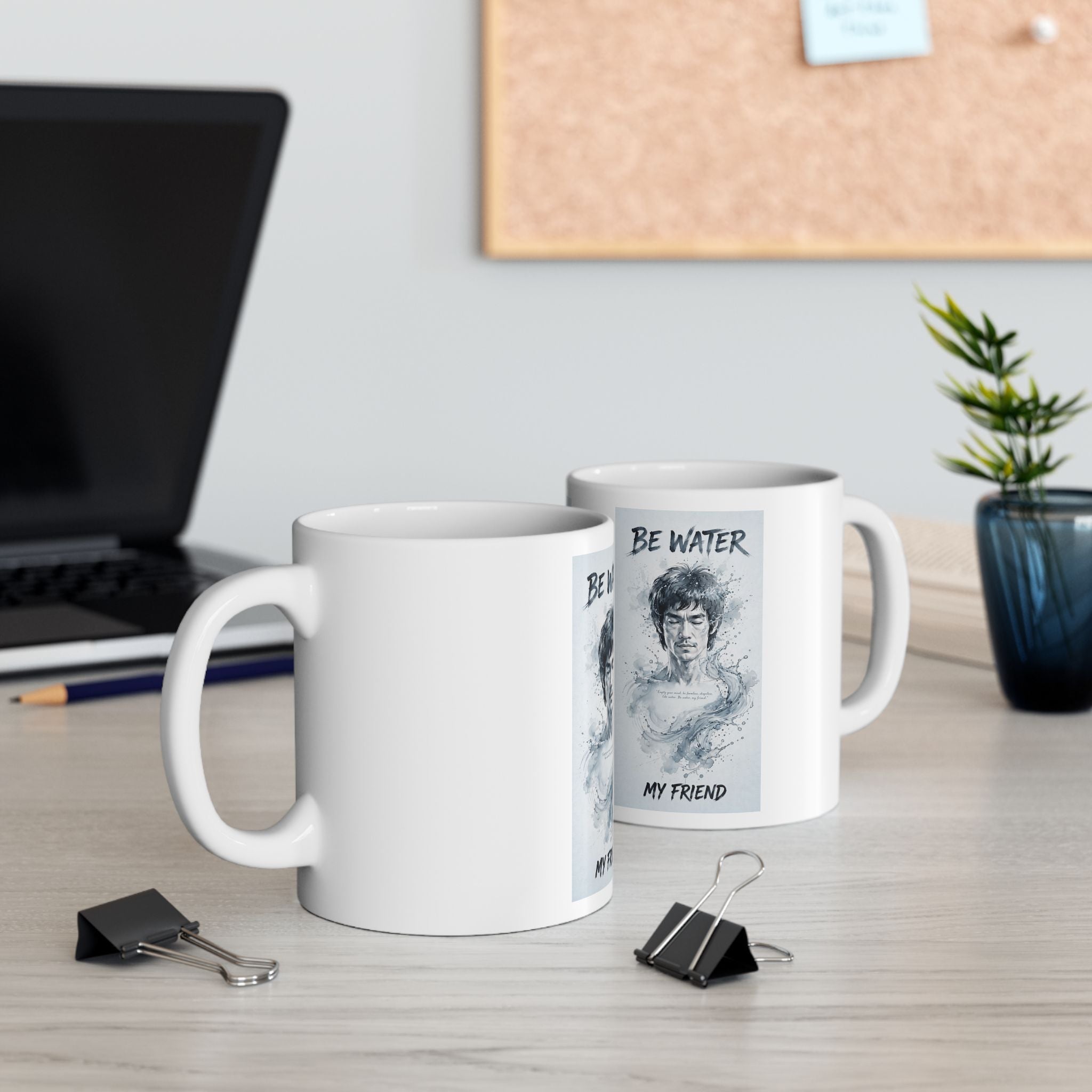 Flow Like Water: Bruce Lee Quote Ceramic Mug – Sip Your Philosophy in Two Sizes