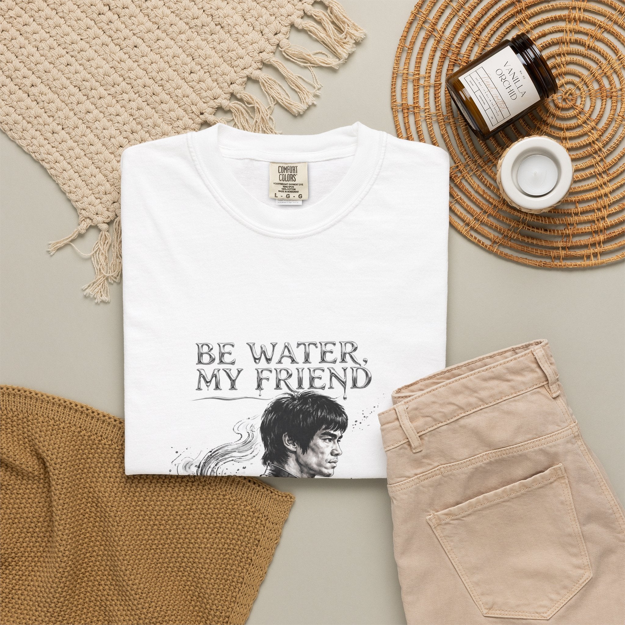 Unisex Garment-Dyed White T-shirt | Bruce Lee's Be Water My Friend