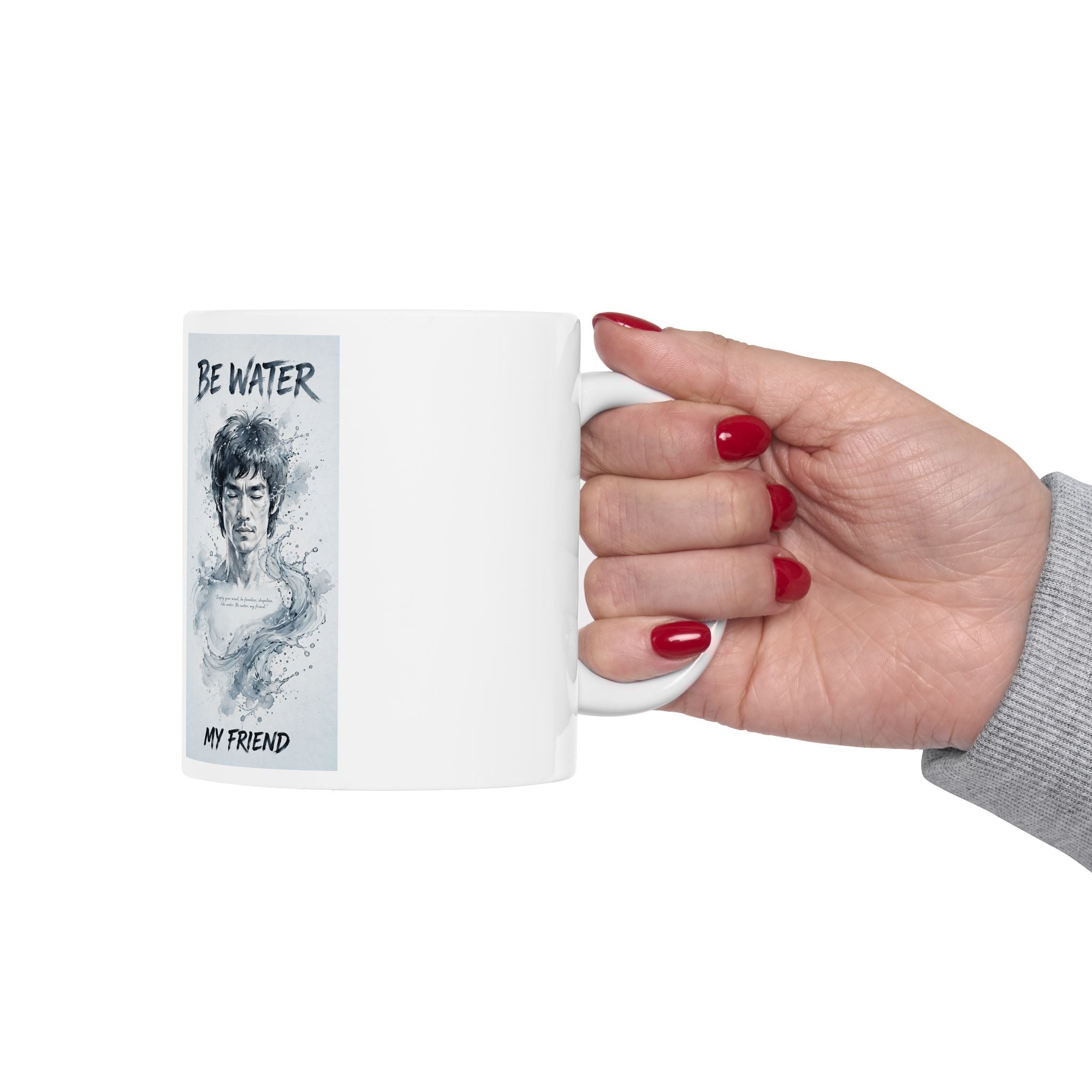 Flow Like Water: Bruce Lee Quote Ceramic Mug – Sip Your Philosophy in Two Sizes