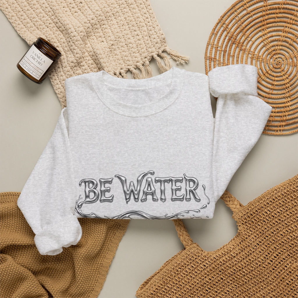 Embrace the Way – Bruce Lee "Be Water" Crew Sweatshirt, Thick Cotton Blend, Ideal Gift for Martial Arts Lovers & Thinkers