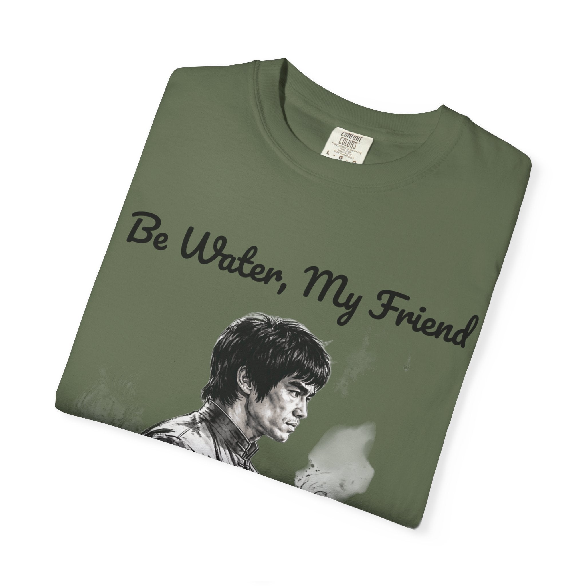 Embrace Adaptability: Bruce Lee Graphic T-Shirt, Classic Monochrome Portrait, Vintage Wash