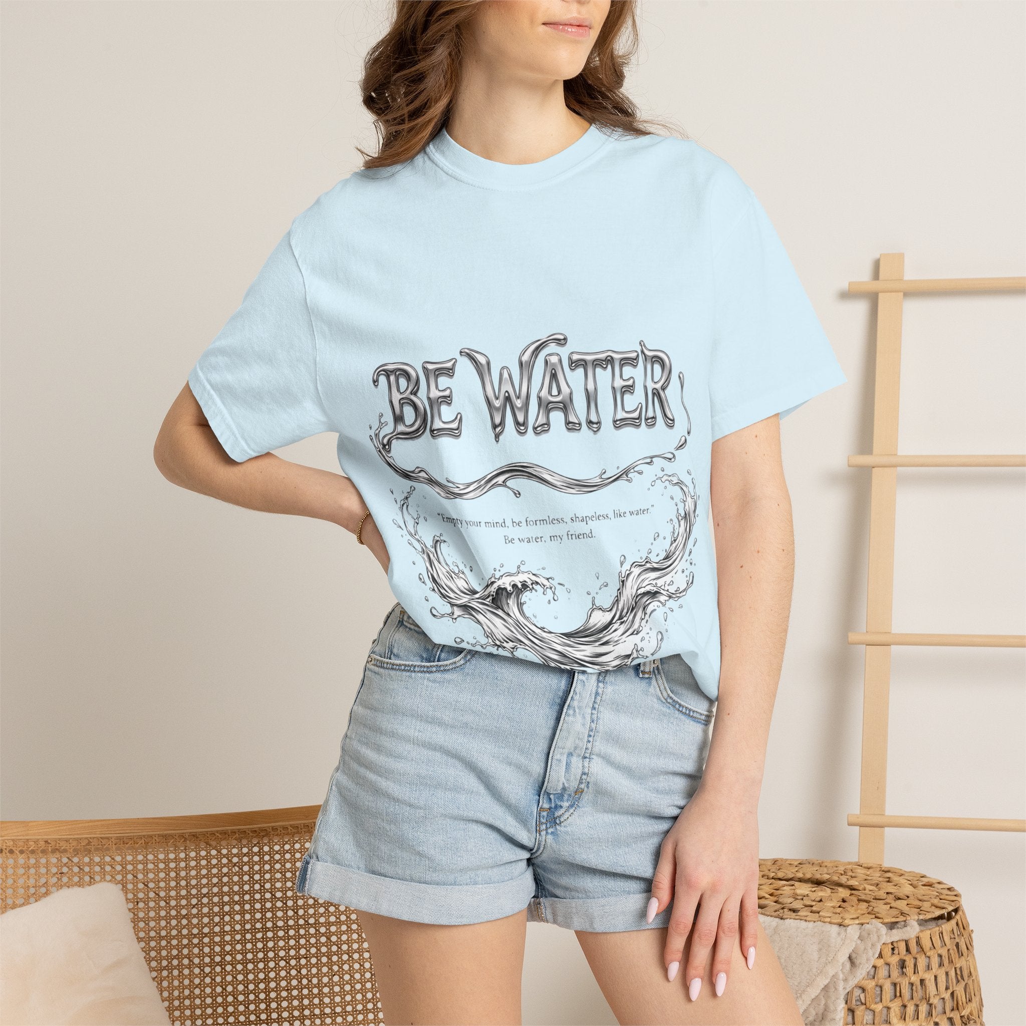 Bruce Lee "Be Water" Philosophy T-Shirt | Garment-Dyed Relaxed Fit, Unisex Style