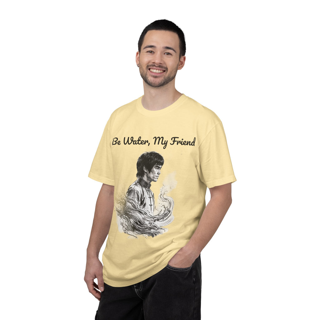 Embrace Adaptability: Bruce Lee Graphic T-Shirt, Classic Monochrome Portrait, Vintage Wash