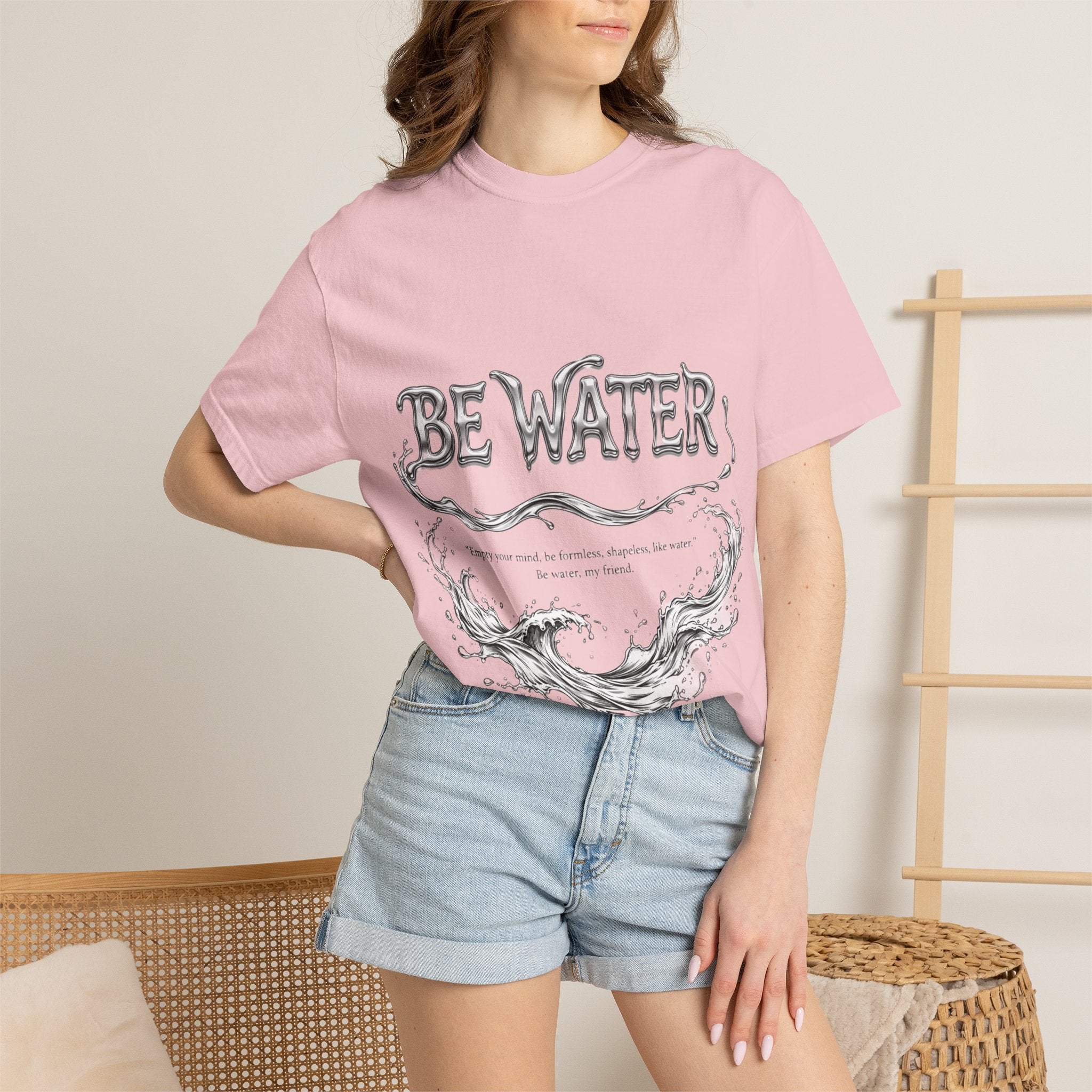 Bruce Lee "Be Water" Philosophy T-Shirt | Garment-Dyed Relaxed Fit, Unisex Style