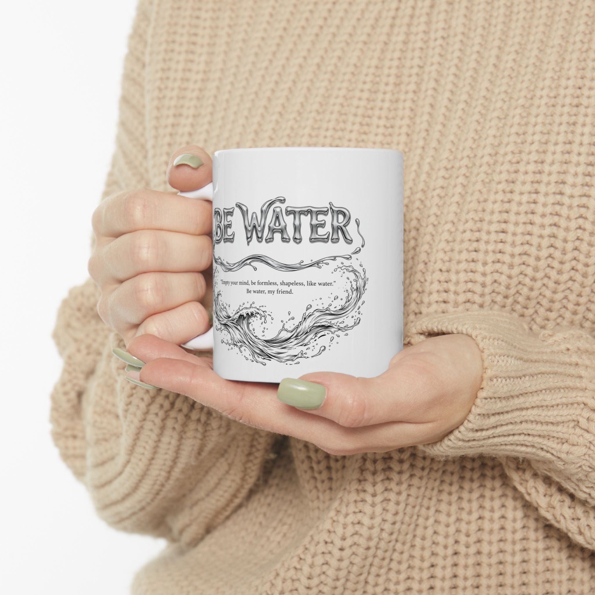 Bruce Lee "Be Water, My Friend" Ceramic Mug – Martial Arts Quote Coffee Cup, Inspirational Gift for Men & Women, Available in 11oz and 15oz