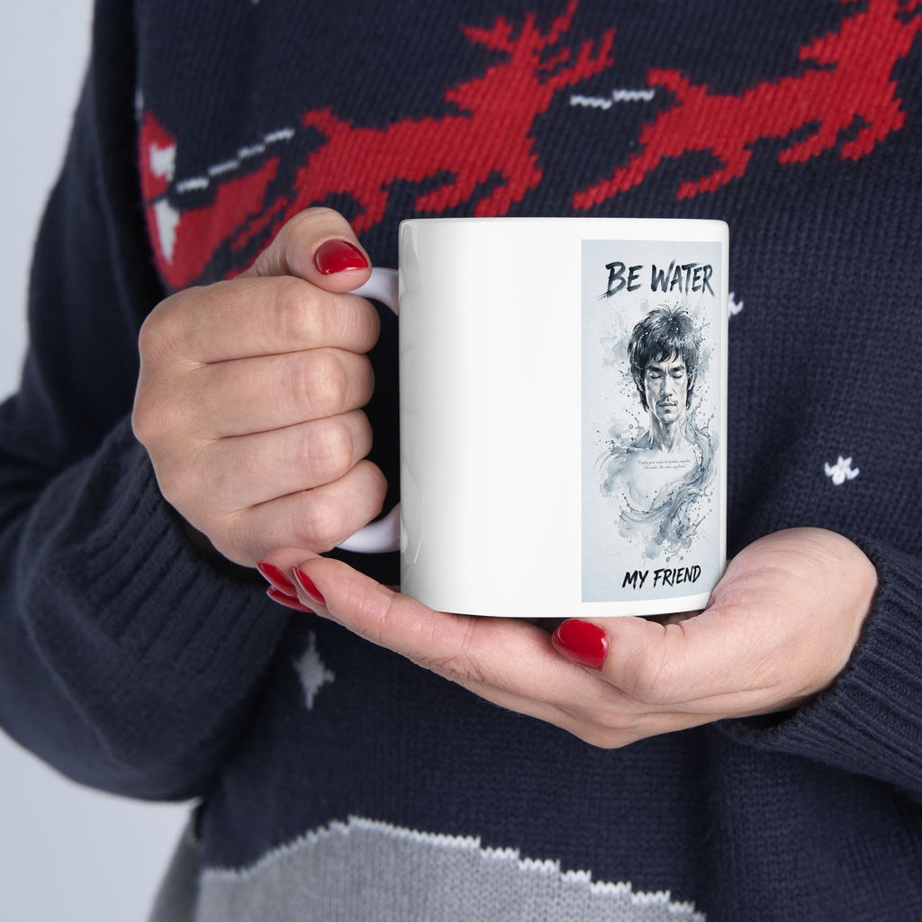 Flow Like Water: Bruce Lee Quote Ceramic Mug – Sip Your Philosophy in Two Sizes