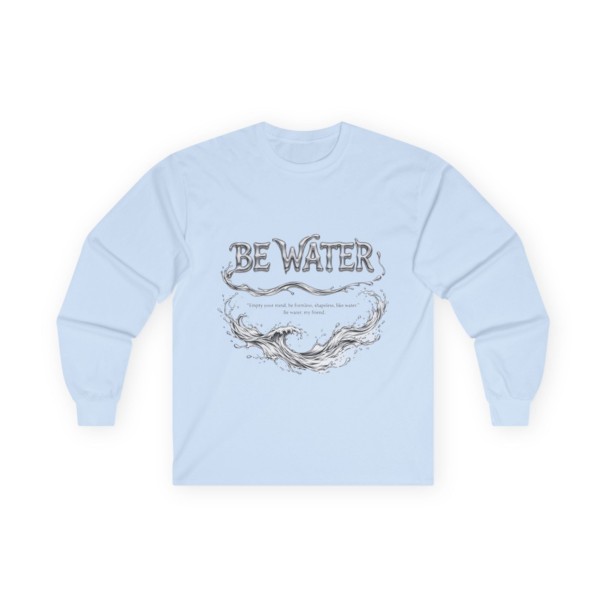 Embrace Adaptability – Bruce Lee "Be Water" Long Sleeve Shirt, Vintage Wash, Soft Touch, Ideal Gift for Philosophers & Warriors
