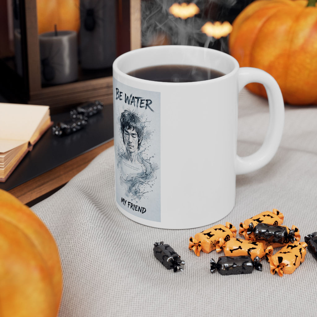 Flow Like Water: Bruce Lee Quote Ceramic Mug – Sip Your Philosophy in Two Sizes