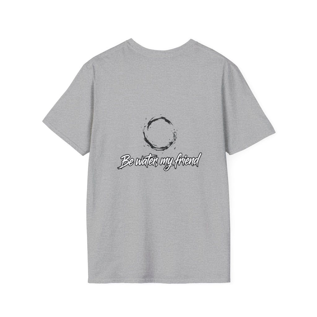 New T‑Shirt Minimal Zen Brush Circle with “Be Water, My Friend” Inspirational Graphic