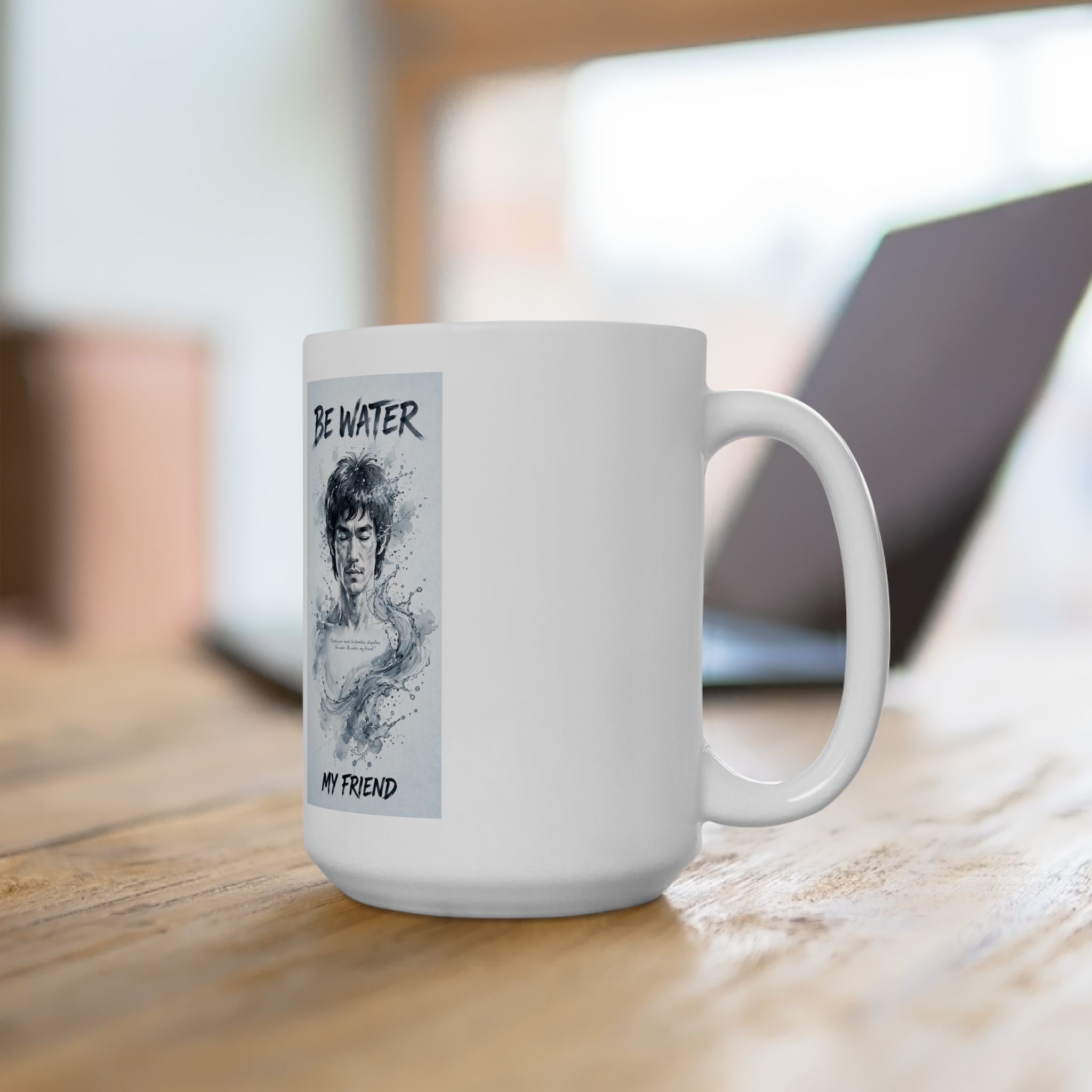 Flow Like Water: Bruce Lee Quote Ceramic Mug – Sip Your Philosophy in Two Sizes
