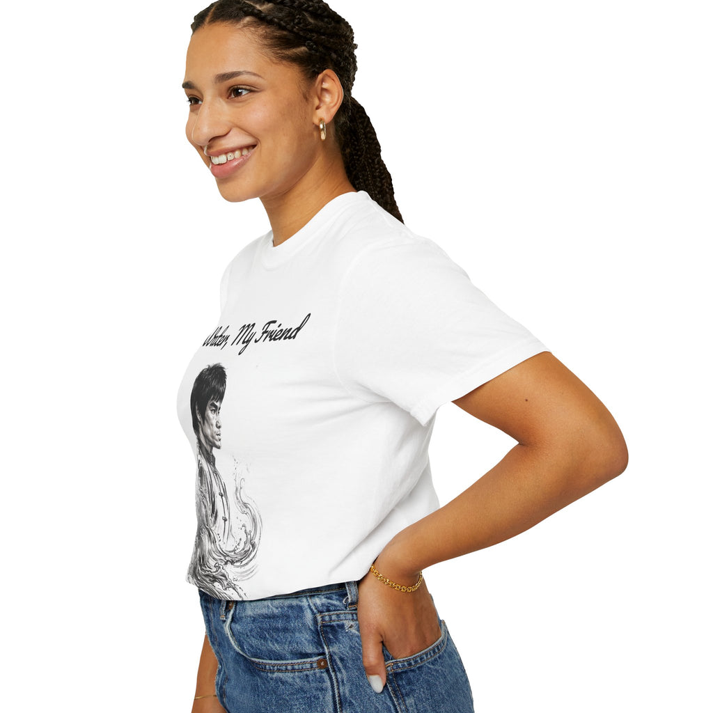 Embrace Adaptability: Bruce Lee Graphic T-Shirt, Classic Monochrome Portrait, Vintage Wash