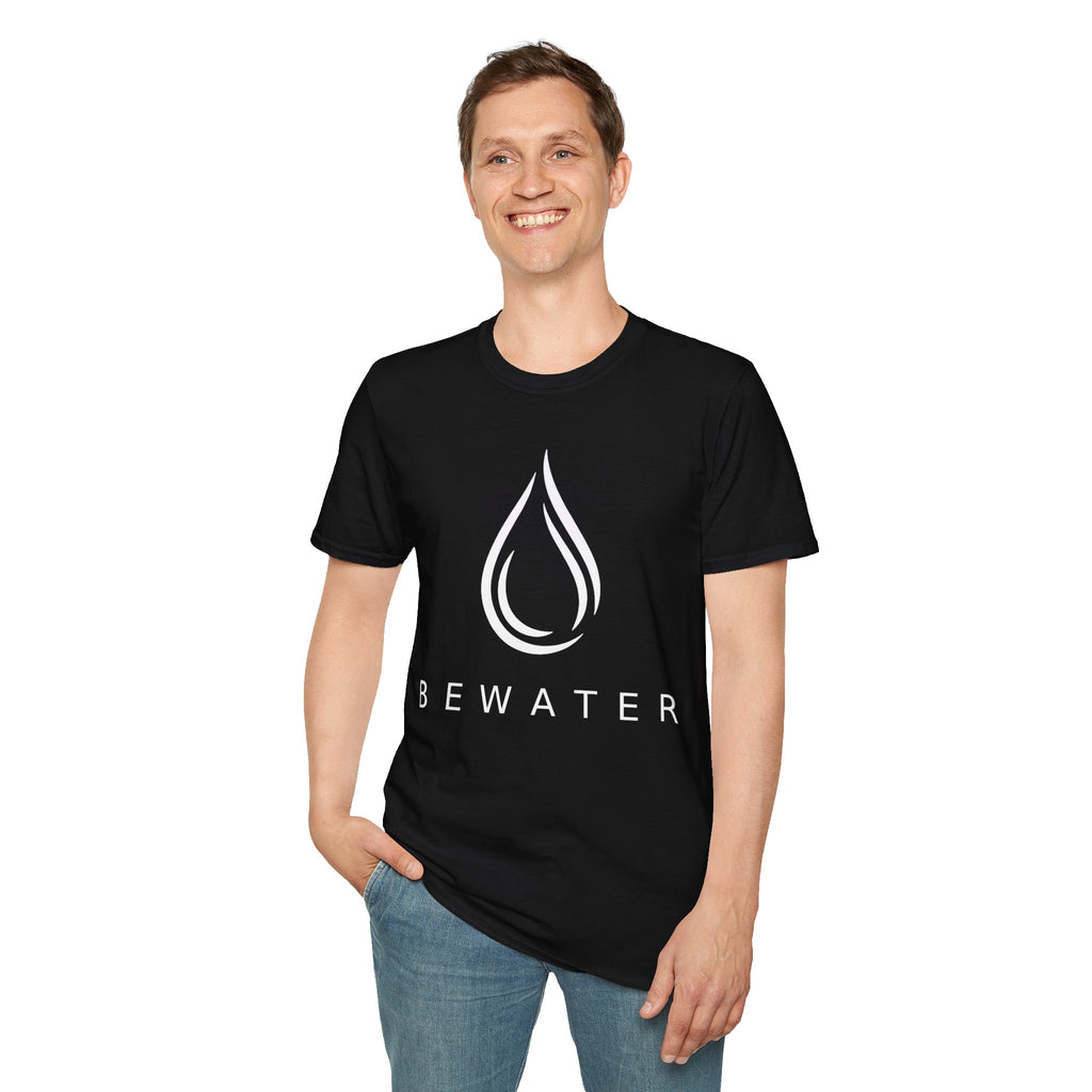 BEWATER Logo BLACK T-Shirt — Minimal Water Drop Graphic Tee