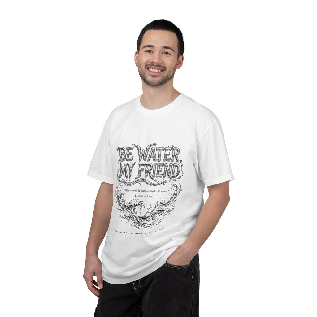 Unisex Garment-Dyed White T-shirt | Be Water My Friend Print Graphic