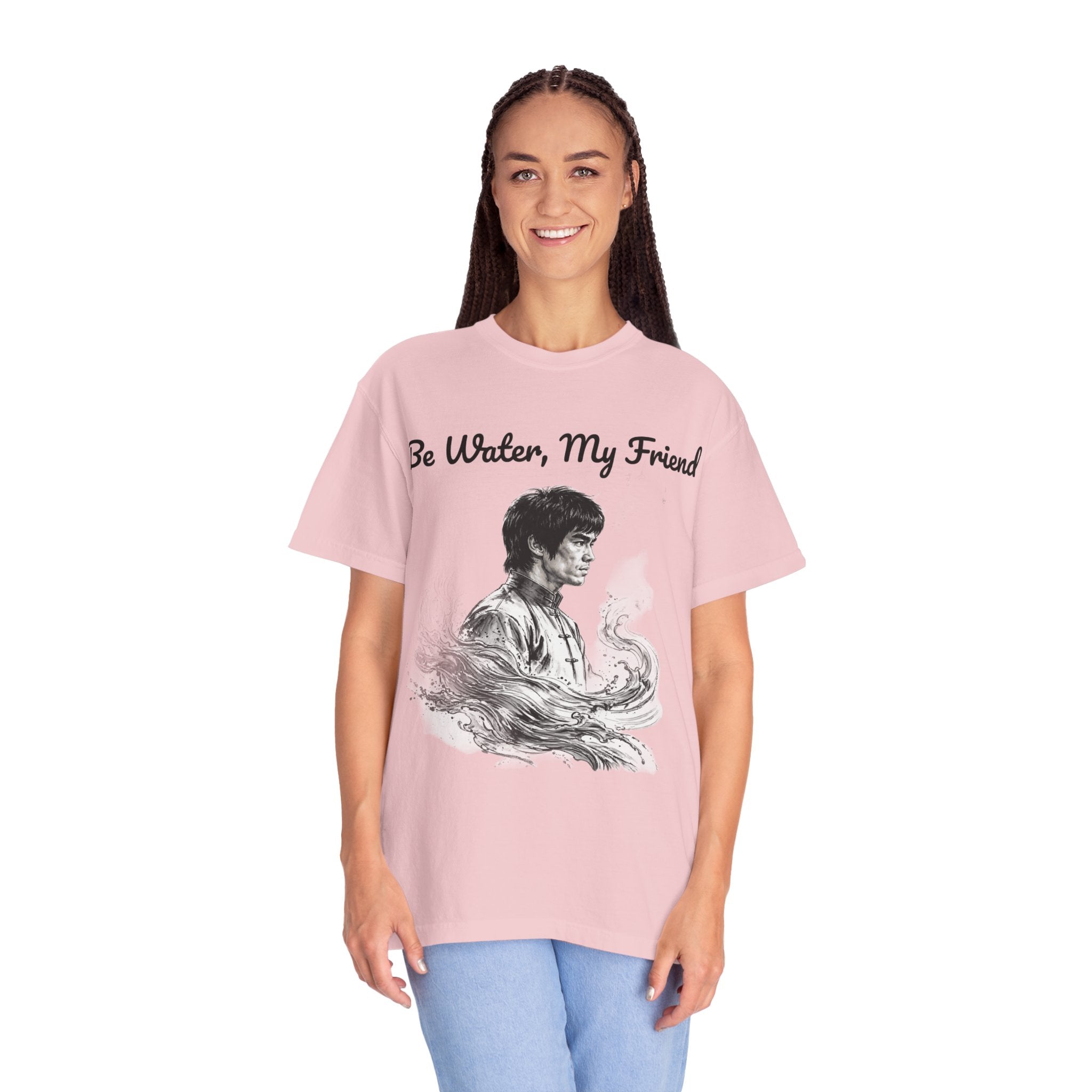 Embrace Adaptability: Bruce Lee Graphic T-Shirt, Classic Monochrome Portrait, Vintage Wash
