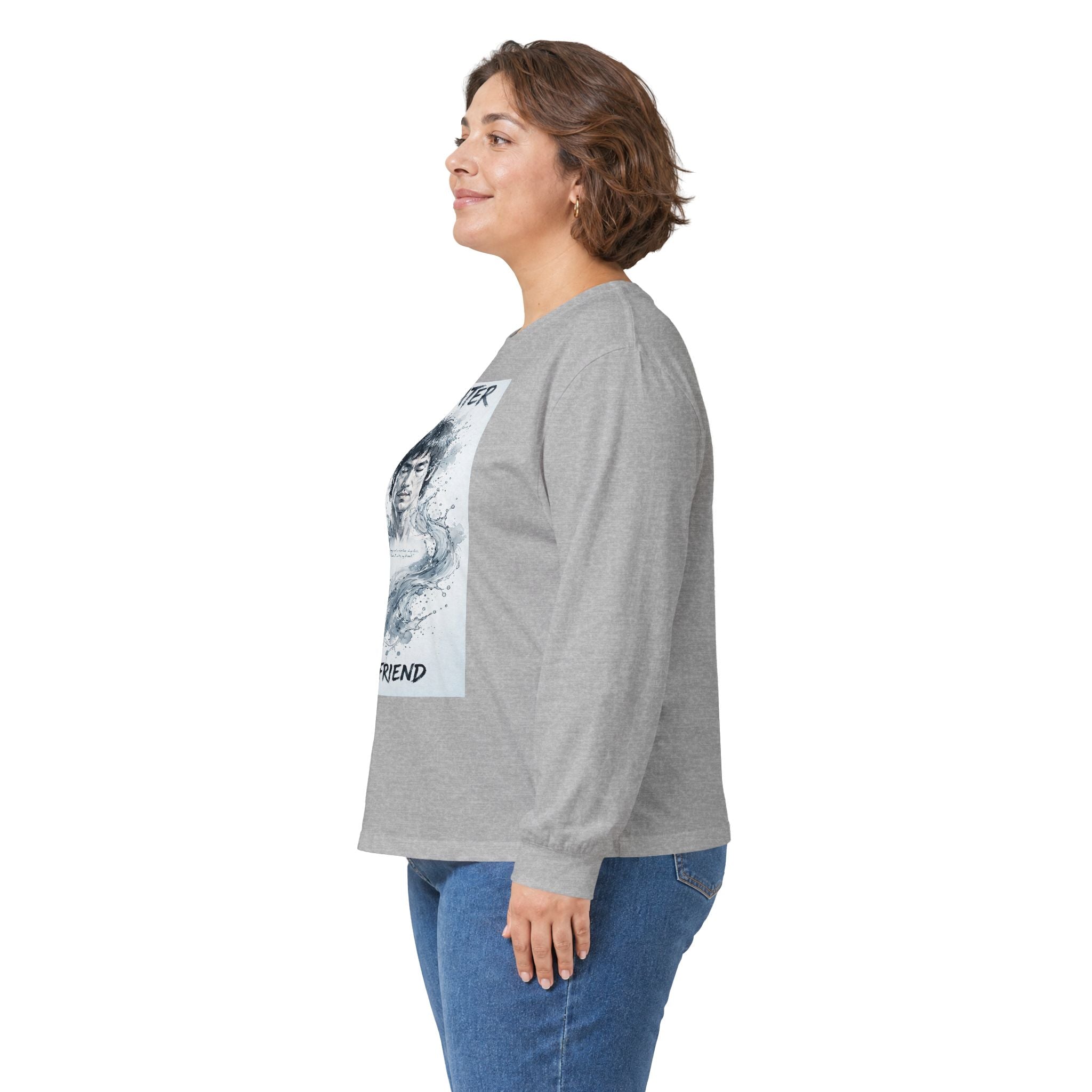 The Water Way Long Sleeve Tee – Bruce Lee's Classic Portrait, Relaxed Cut, Built to Age Gracefully