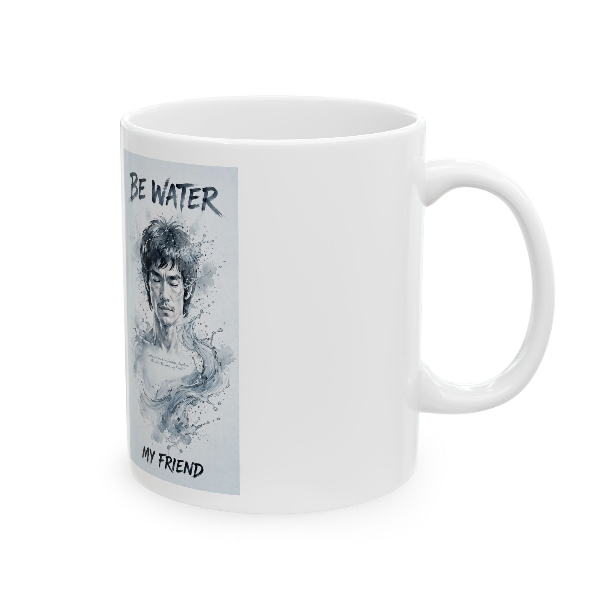 Flow Like Water: Bruce Lee Quote Ceramic Mug – Sip Your Philosophy in Two Sizes