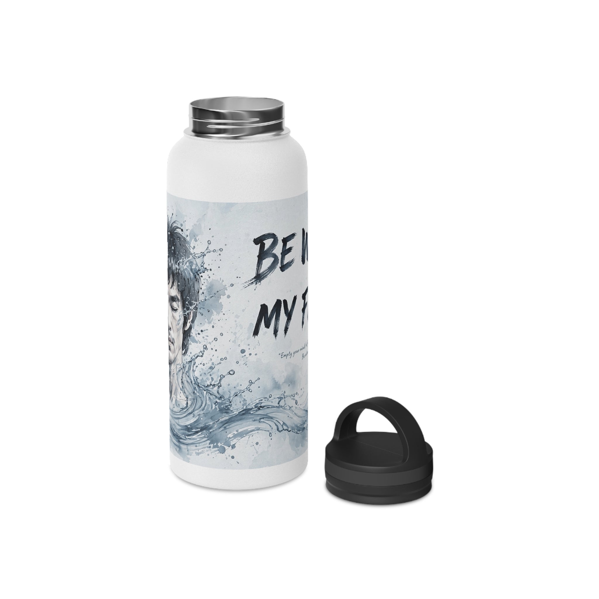 Bruce Lee "Be Water, My Friend" Sports Water Bottle – BPA-Free, Leak-Proof Flip Lid, Inspirational Martial Arts Quote Gym Bottle (12oz / 18oz/ 32oz)