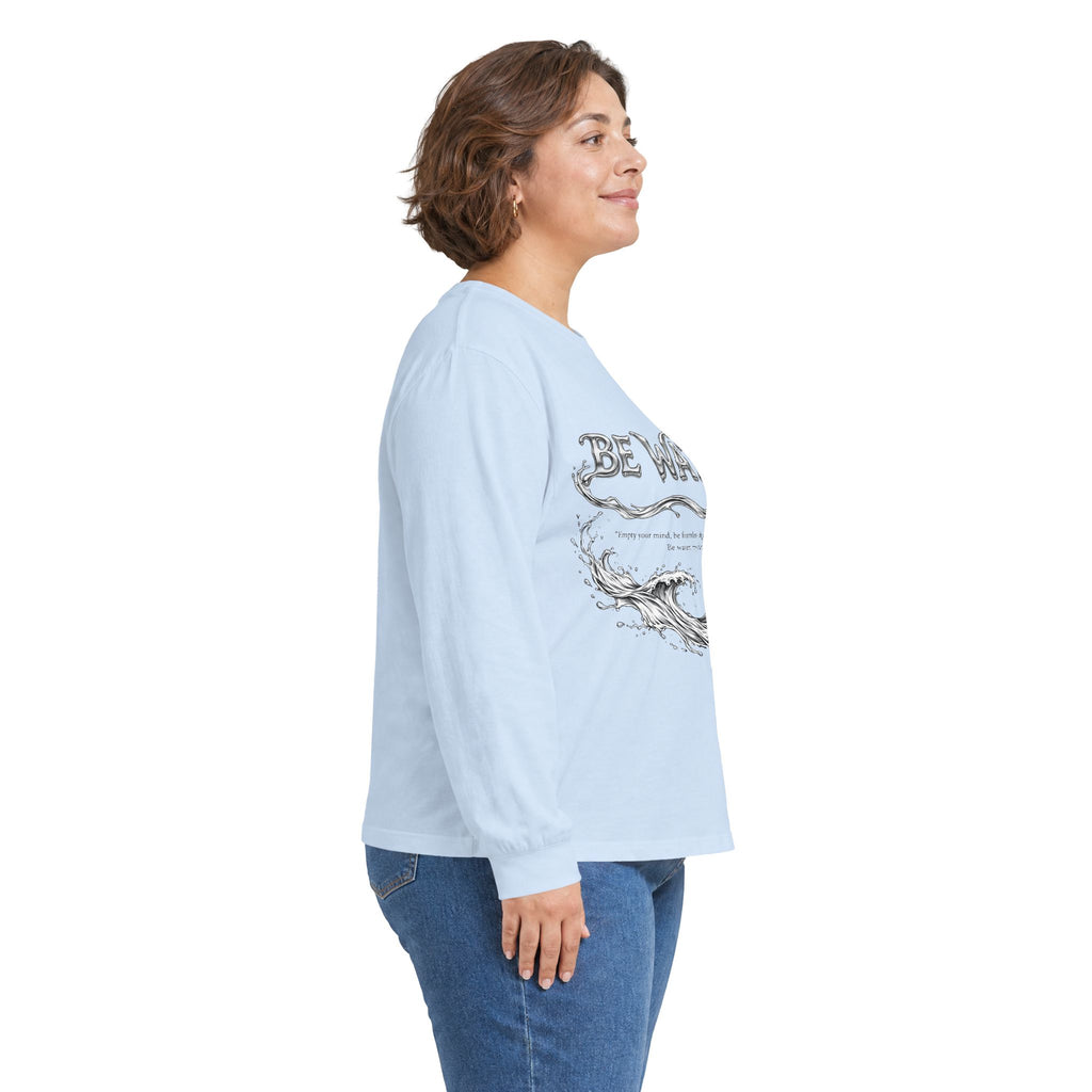 Embrace Adaptability – Bruce Lee "Be Water" Long Sleeve Shirt, Vintage Wash, Soft Touch, Ideal Gift for Philosophers & Warriors