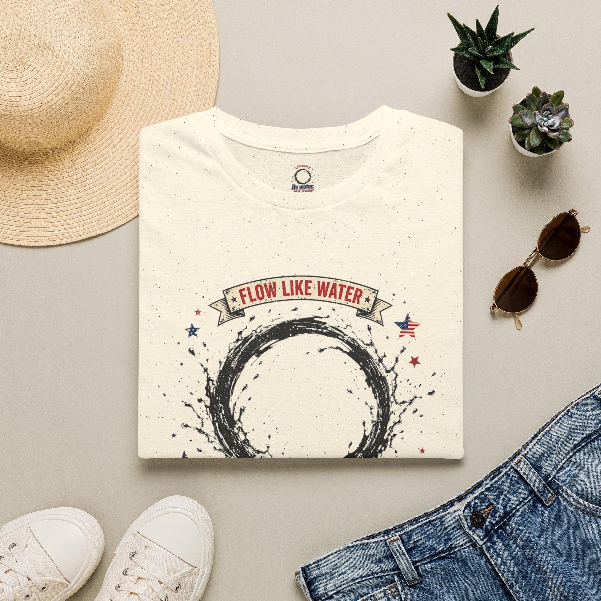 The “Be Water” Tee – Bruce Lee’s Flow Philosophy on a Retro-Inspired Shirt, Featuring FLOW LIKE WATER and 1940 Badge Soft Fabric