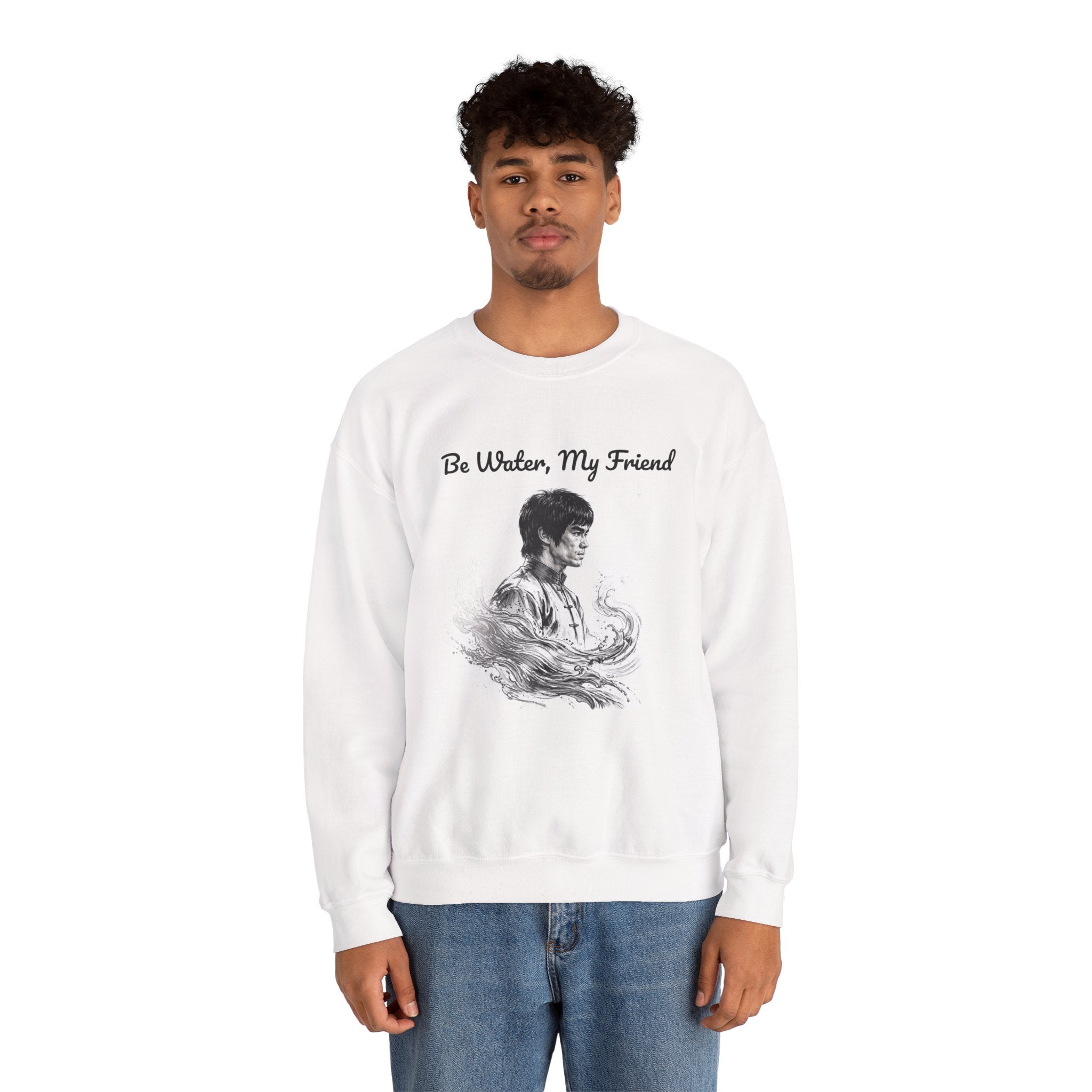 Flow Like Water: Bruce Lee Philosophy Sweatshirt – Timeless Wisdom Meets Warm Comfort, Ribbed Cuffs & Hem, Vintage Wash
