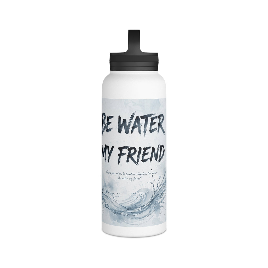 Bruce Lee "Be Water, My Friend" Sports Water Bottle – BPA-Free, Leak-Proof Flip Lid, Inspirational Martial Arts Quote Gym Bottle (12oz / 18oz/ 32oz)