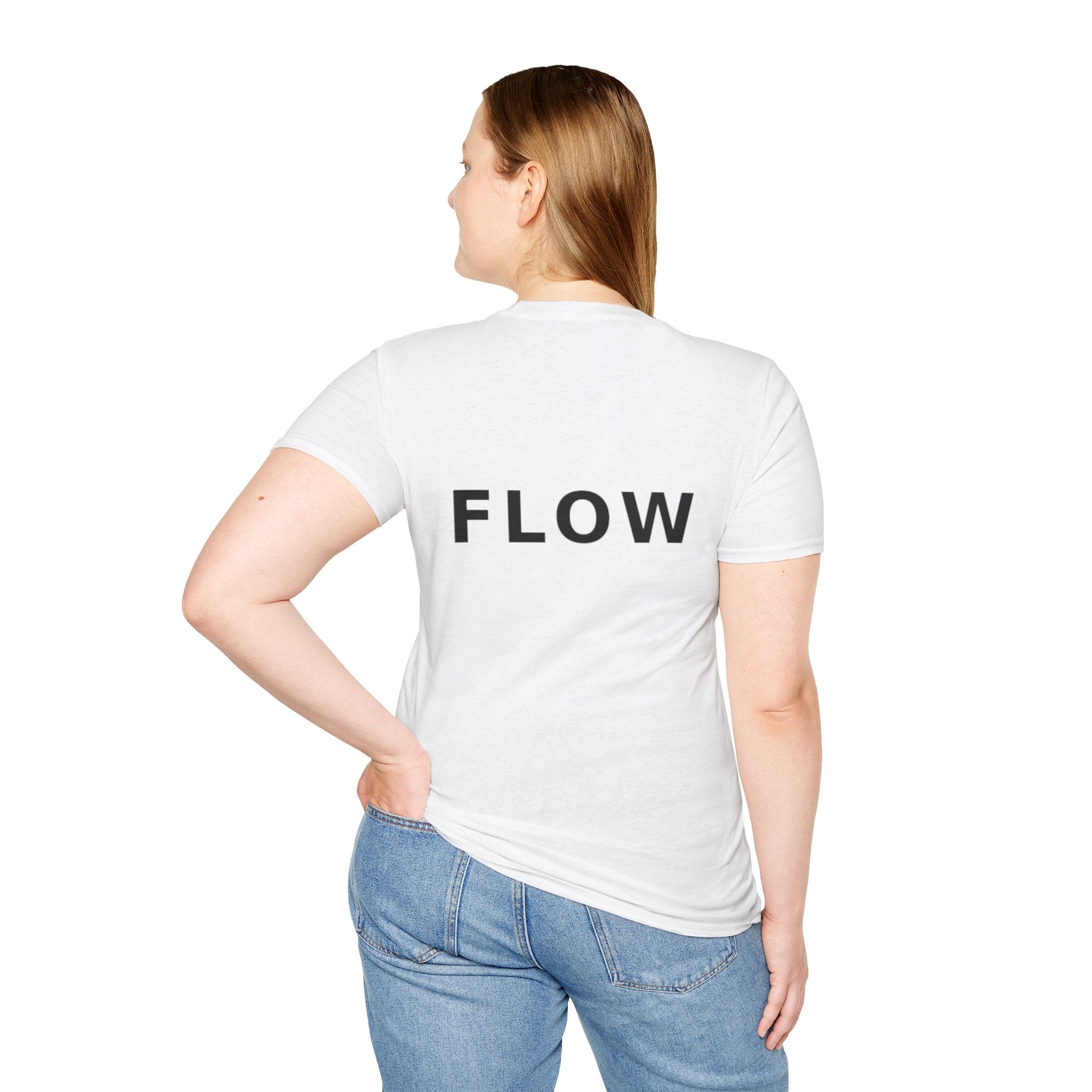 Flow Unisex Softstyle White T-Shirt NOTHING IS FIXED EVERYTHING FLOWS' Graphic Tee