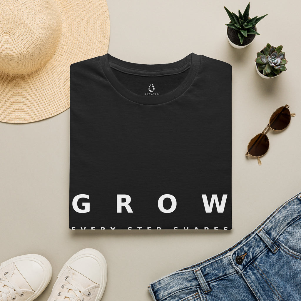 Grow Unisex Softstyle Black T-Shirt EVERY STEP SHAPES WHO WE BECOME' Graphic Tee