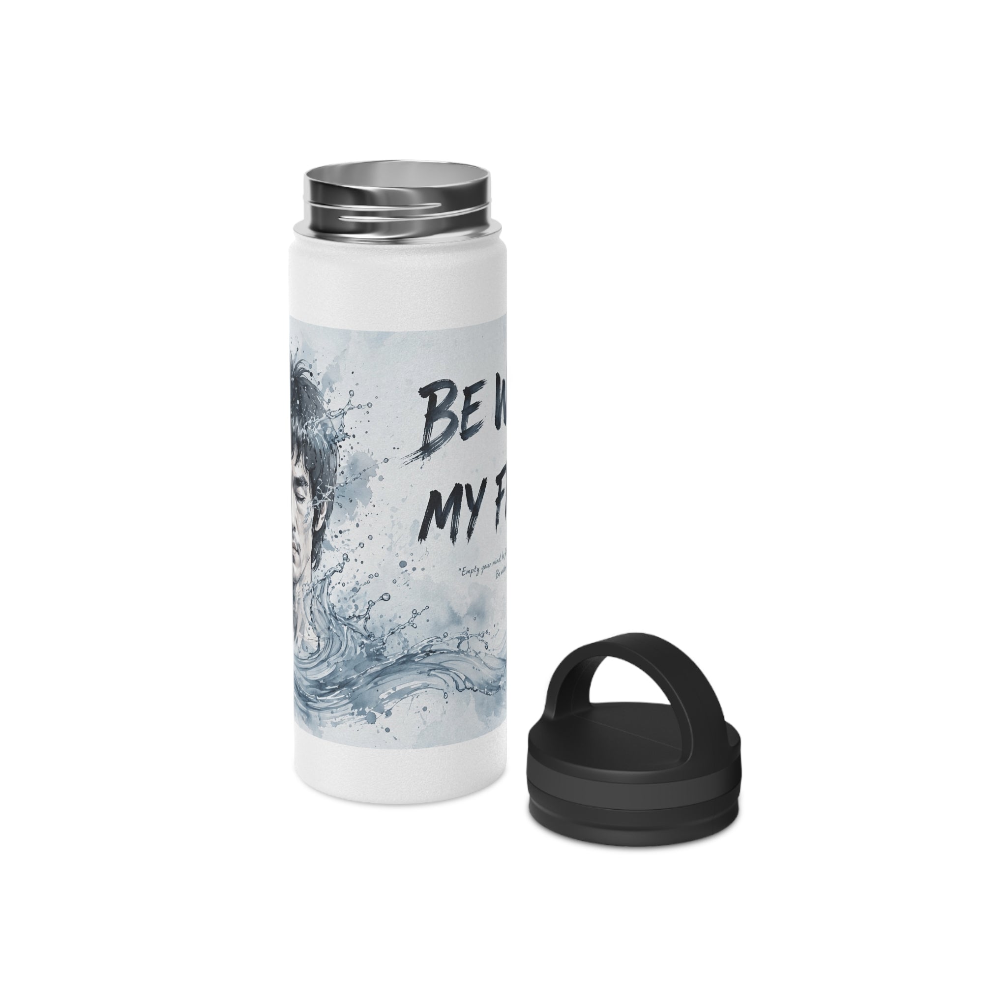 Bruce Lee "Be Water, My Friend" Sports Water Bottle – BPA-Free, Leak-Proof Flip Lid, Inspirational Martial Arts Quote Gym Bottle (12oz / 18oz/ 32oz)