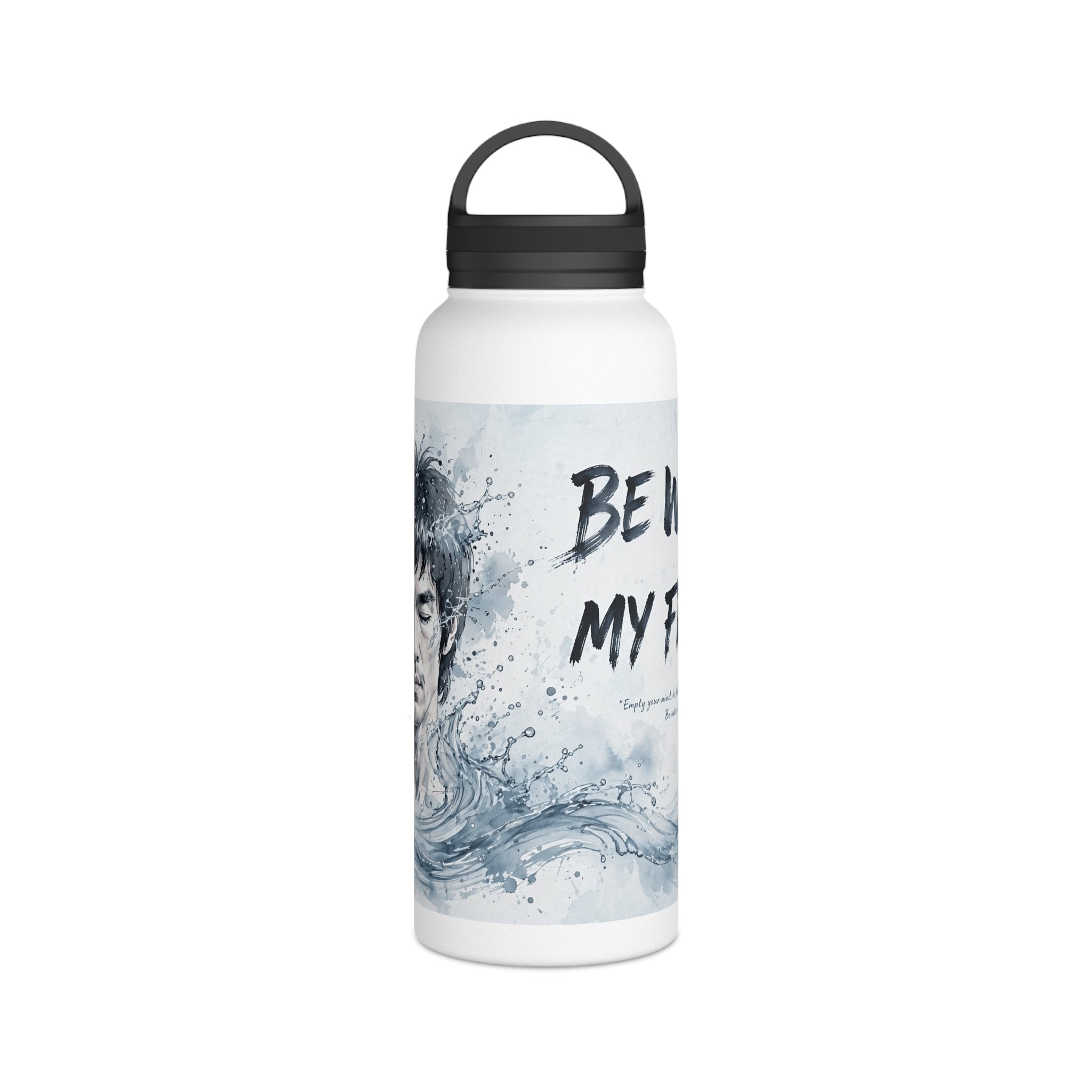 Bruce Lee "Be Water, My Friend" Sports Water Bottle – BPA-Free, Leak-Proof Flip Lid, Inspirational Martial Arts Quote Gym Bottle (12oz / 18oz/ 32oz)
