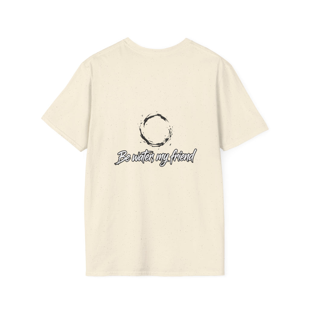 New T‑Shirt Minimal Zen Brush Circle with “Be Water, My Friend” Inspirational Graphic